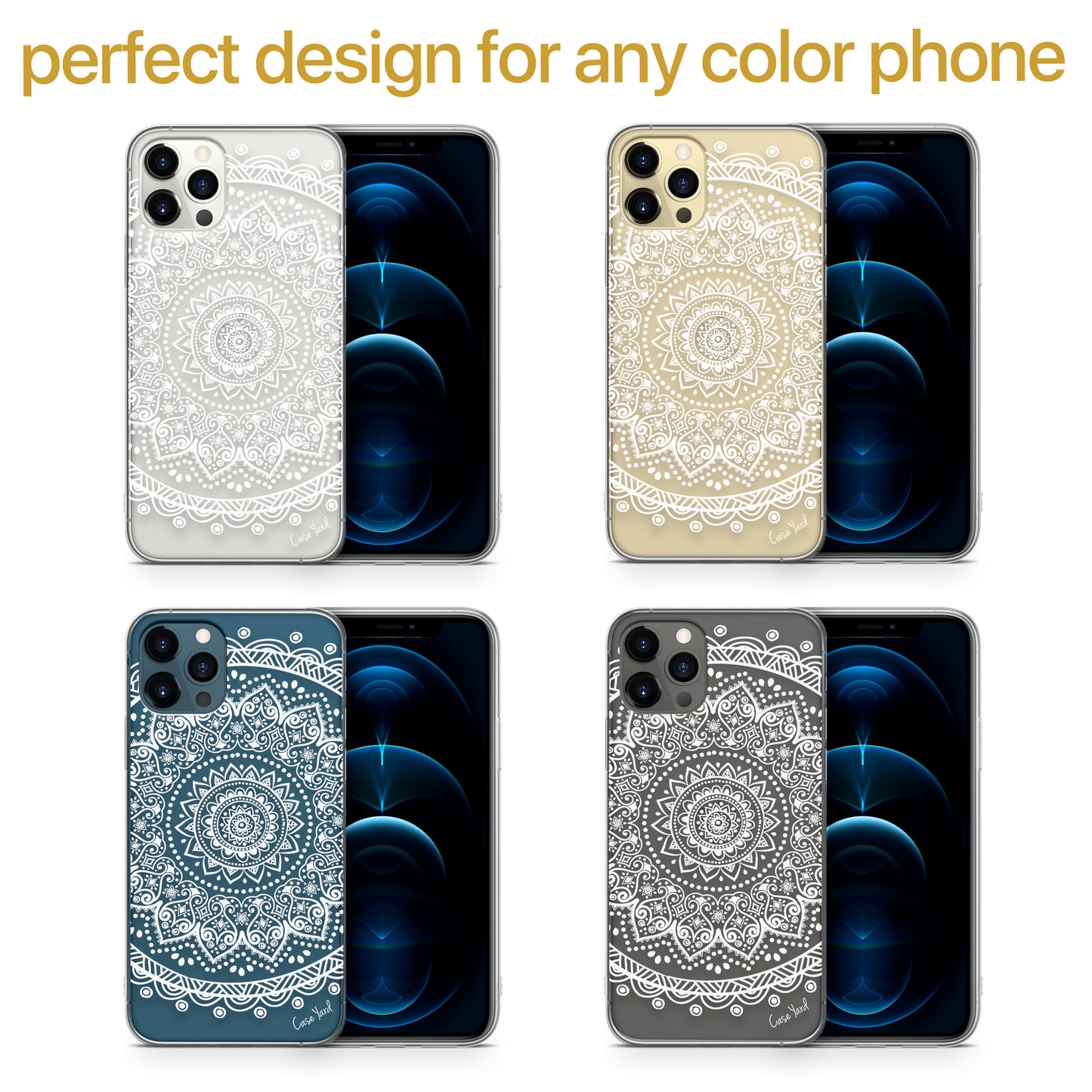 Mandala Clear TPU Clear Phone Case for iPhone & Samsung Phones