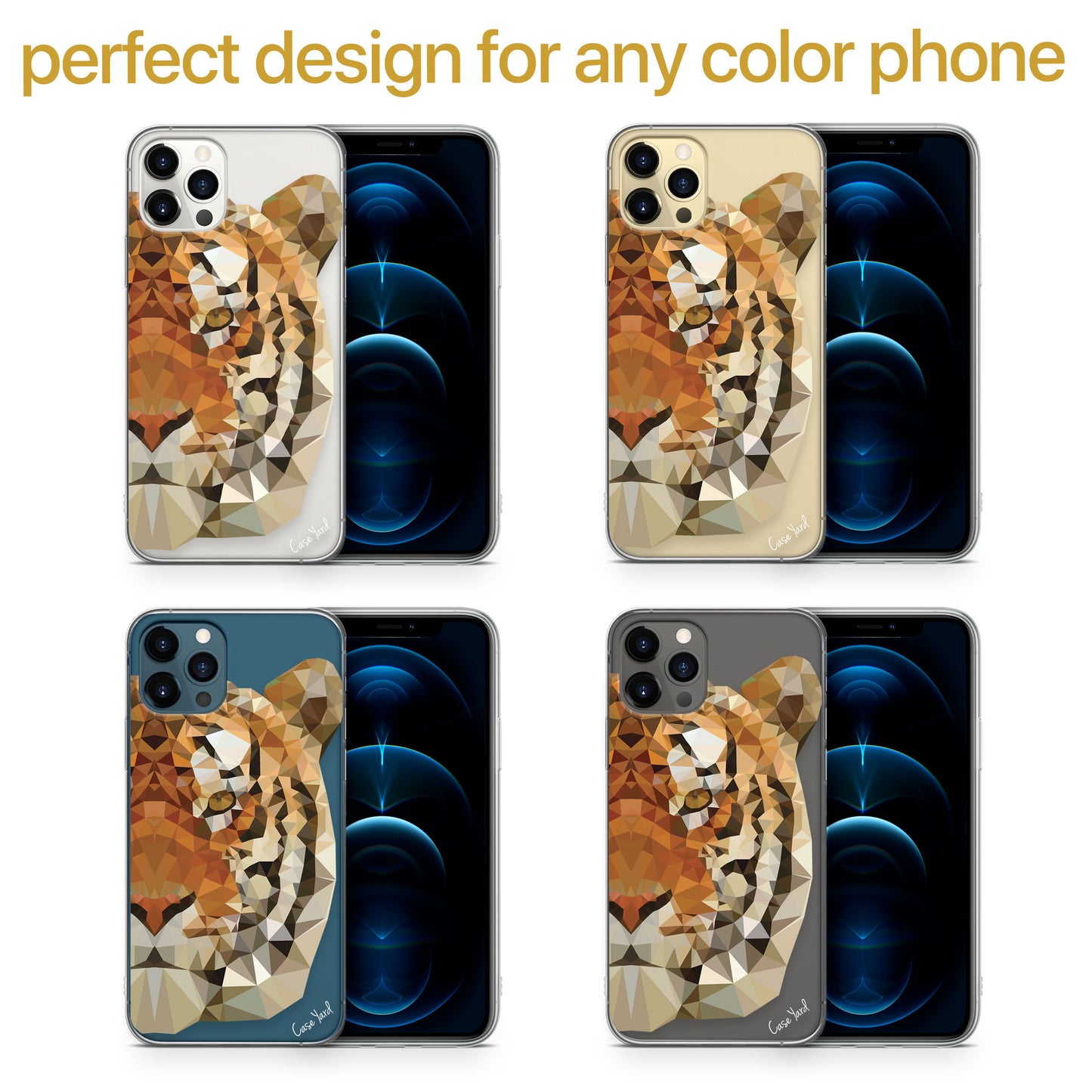 Tiger Face TPU Clear Phone Case for iPhone & Samsung Phones