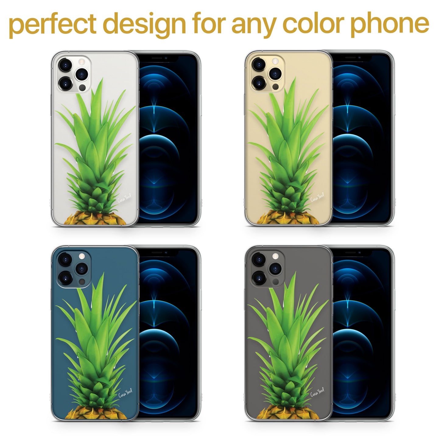 Pineapple Head TPU Clear Phone Case for iPhone & Samsung Phones