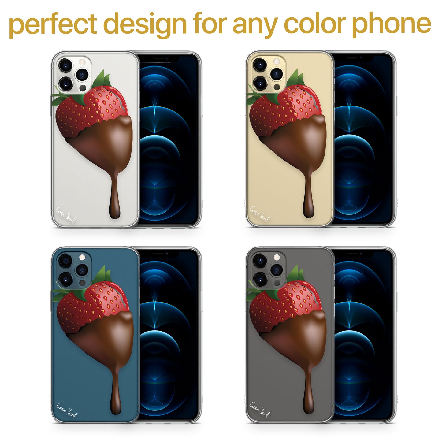 Strawberry Chocolate TPU Clear Phone Case for iPhone & Samsung Phones