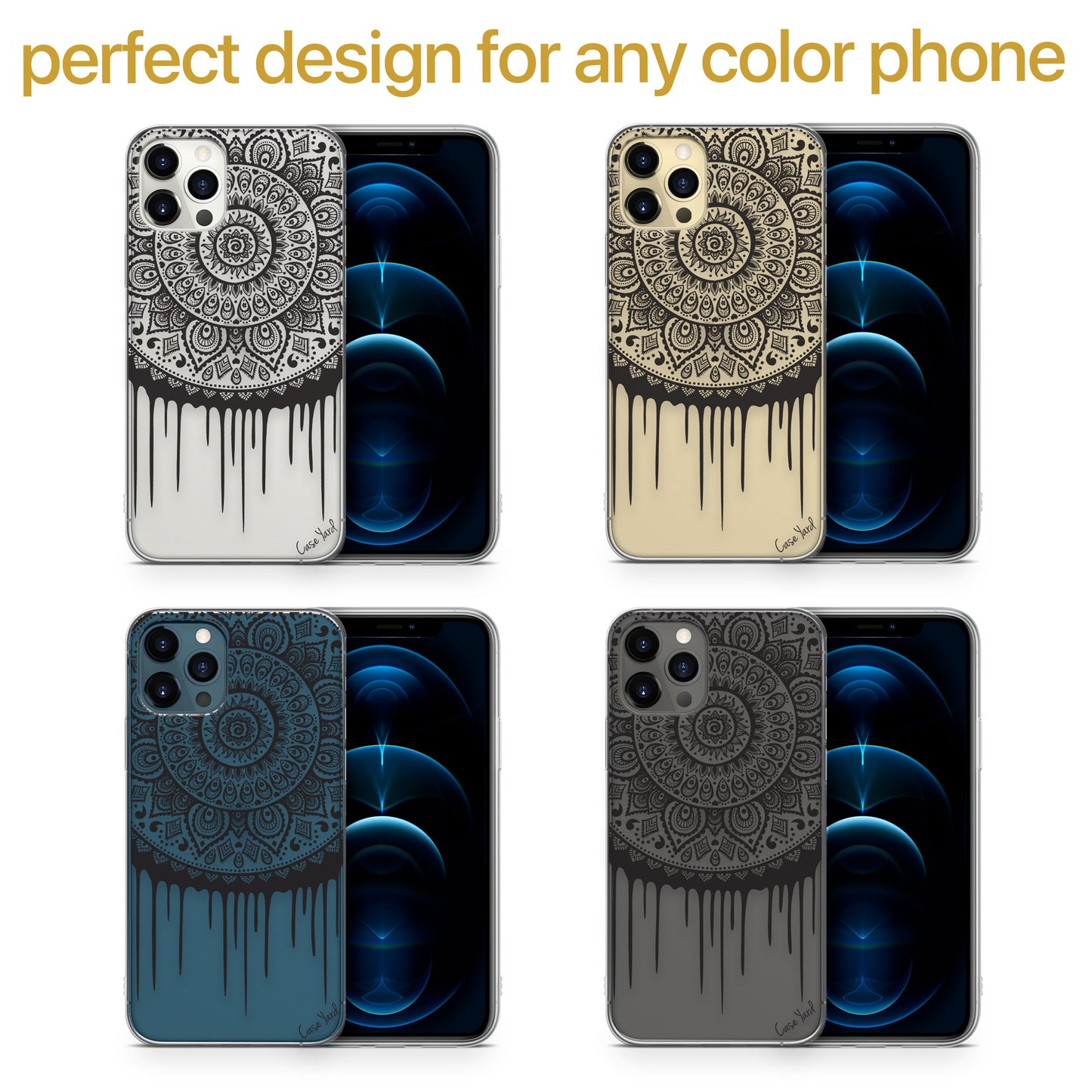 Dripping Mandala TPU Clear Phone Case for iPhone & Samsung Phones