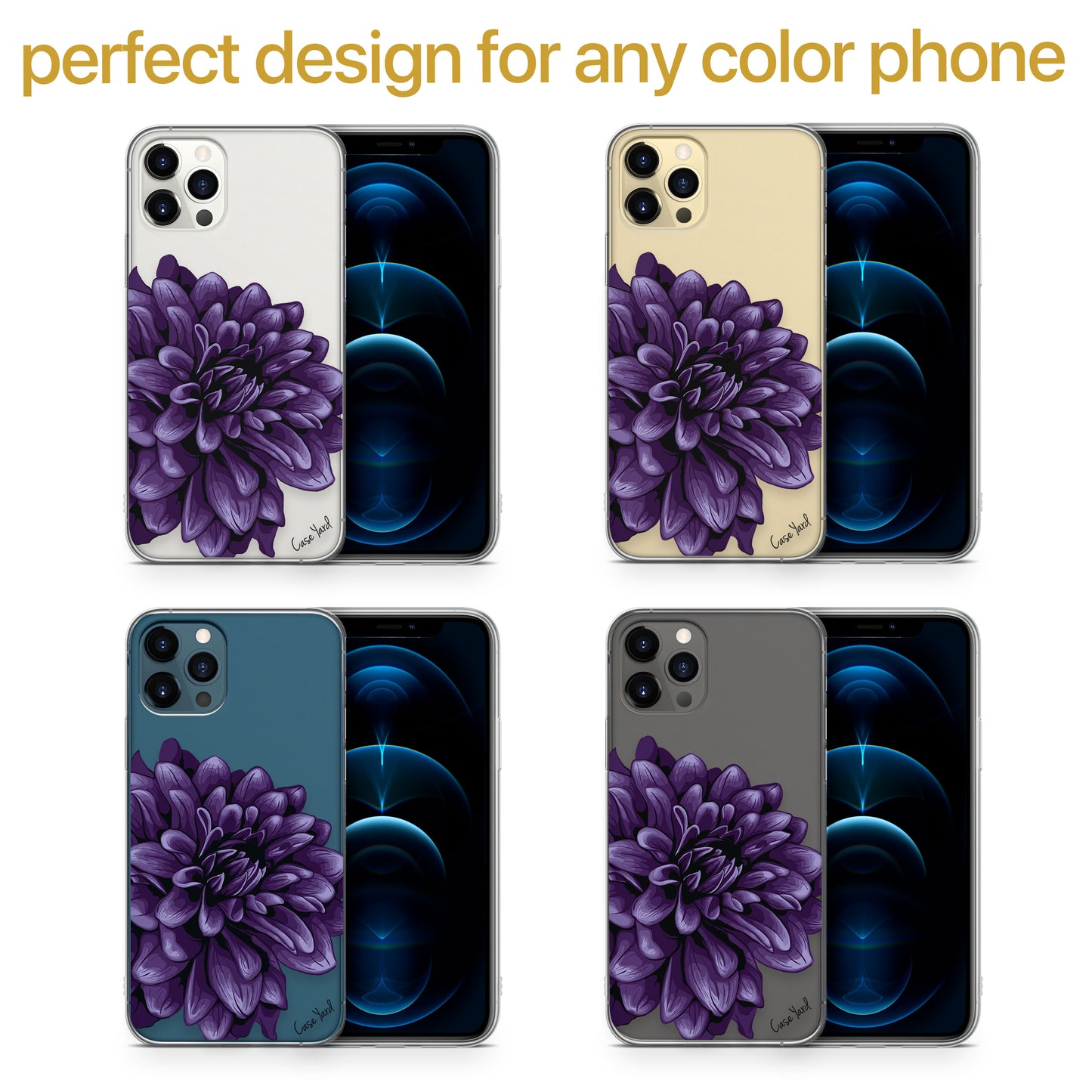 Dahlia TPU Clear Phone Case for iPhone & Samsung Phones