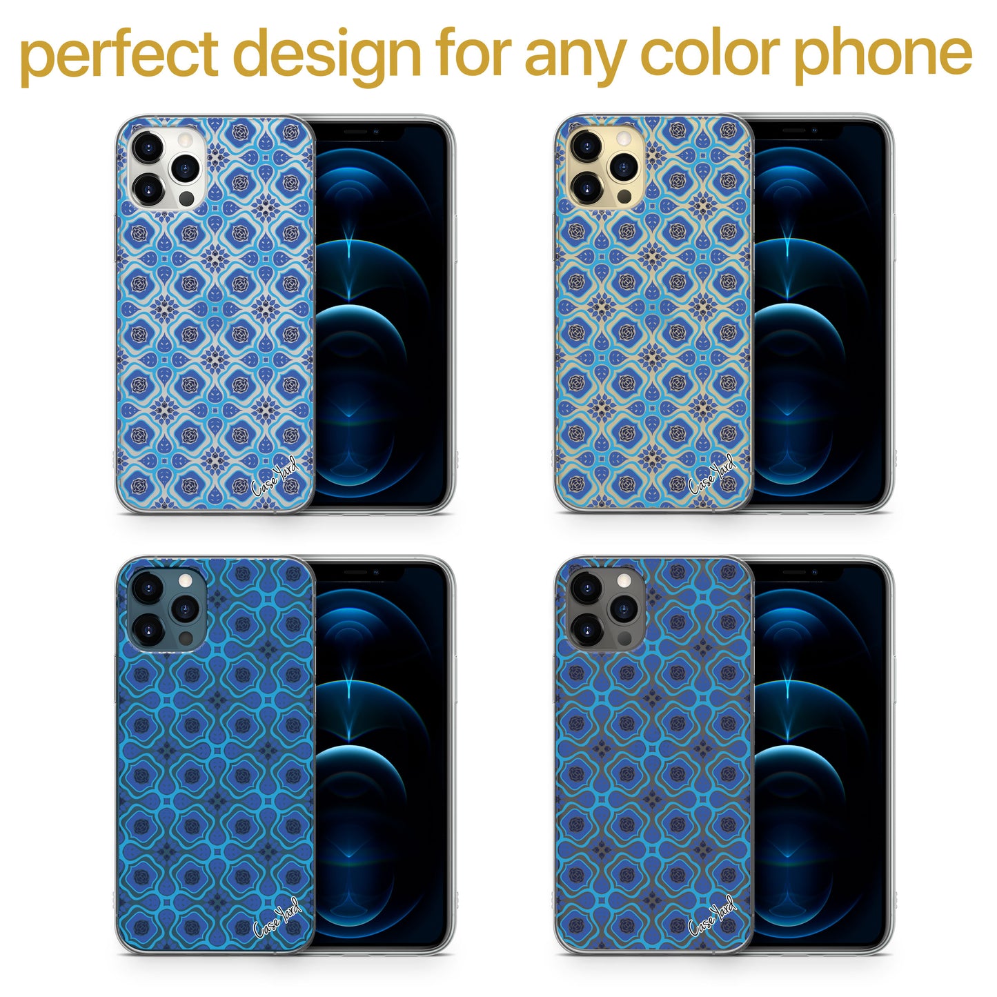 TPU Case Clear case with (Moroccan Tile) Design for iPhone & Samsung Phones