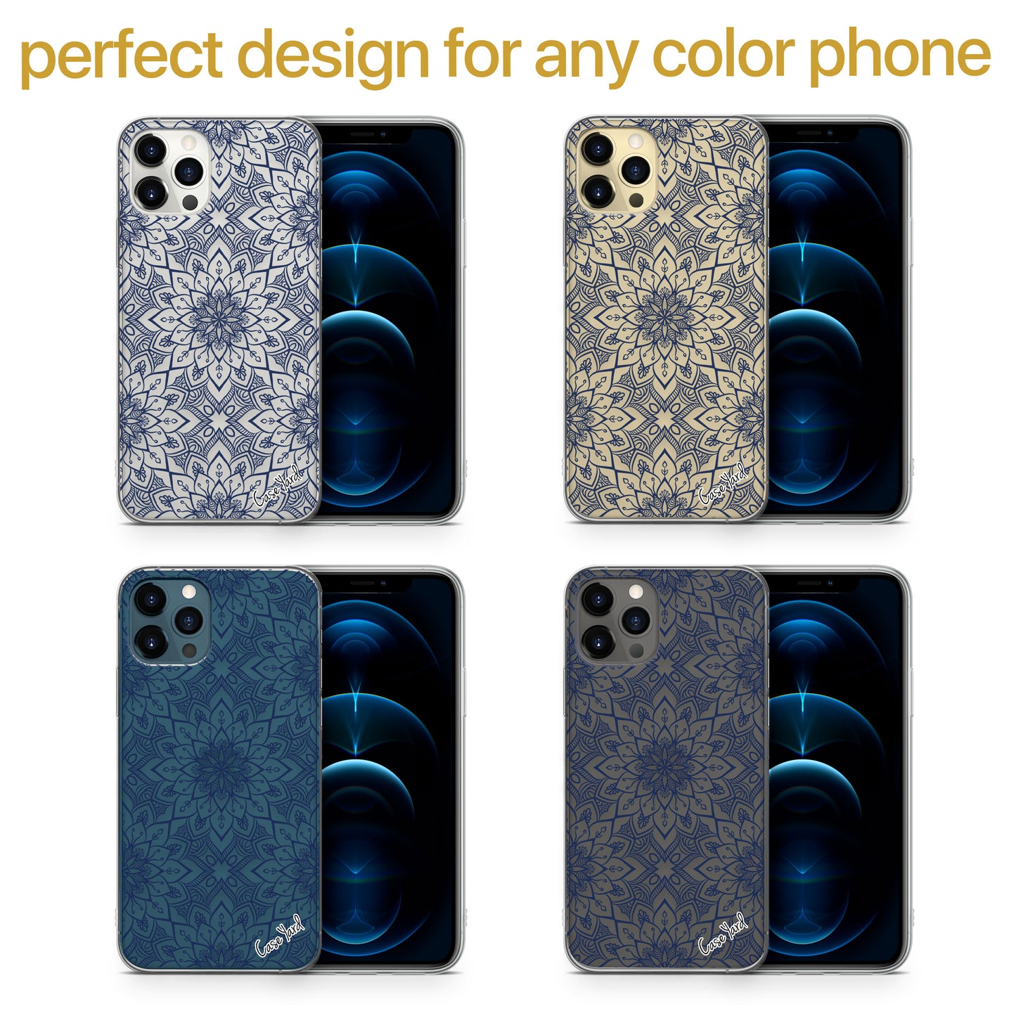 Bohemian Tile TPU Clear Phone Case for iPhone & Samsung Phones