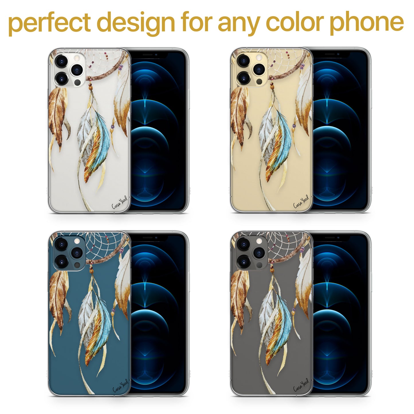Watercolor Mandala TPU Clear Phone Case for iPhone & Samsung Phones