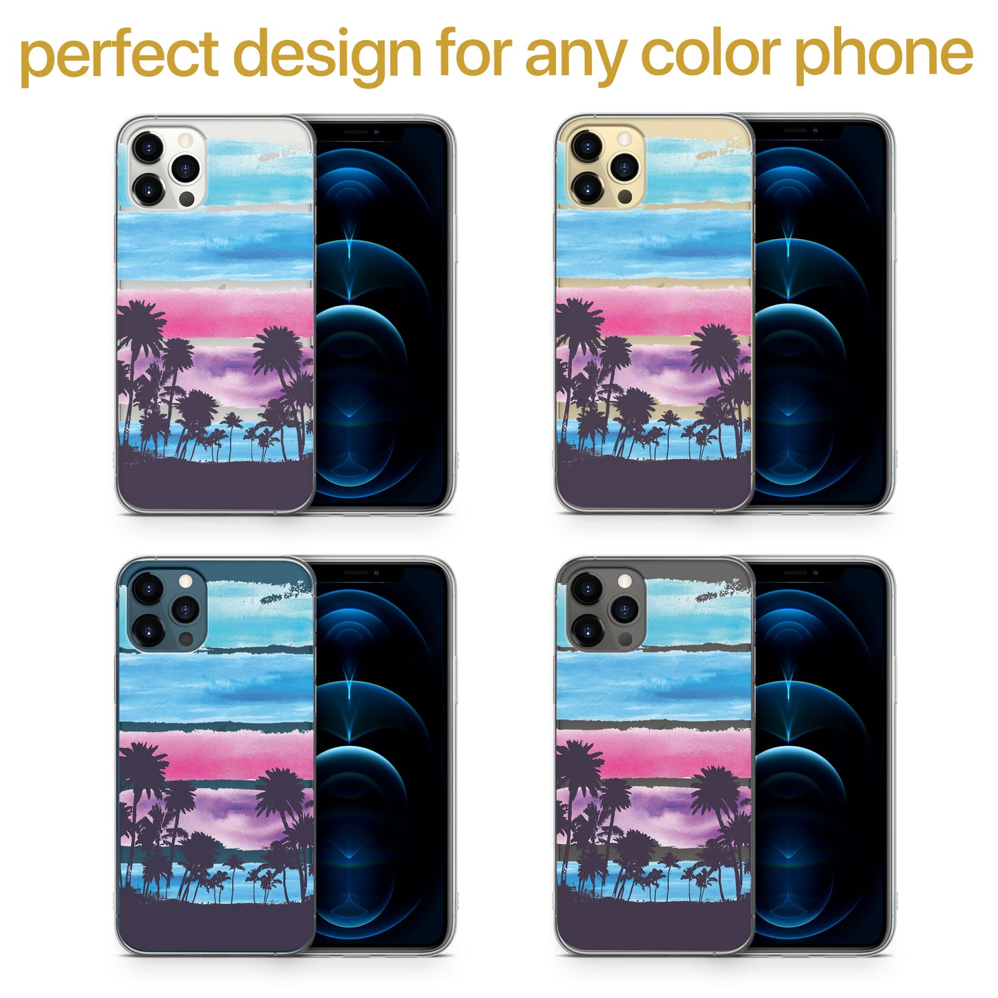 Palms TPU Clear Phone Case for iPhone & Samsung Phones