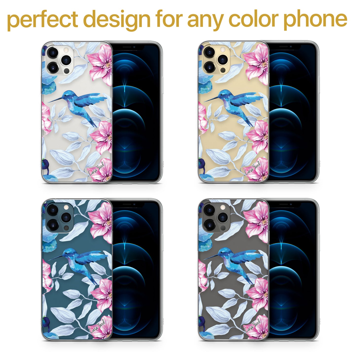 Summer Hummingbird TPU Clear Phone Case for iPhone & Samsung Phones