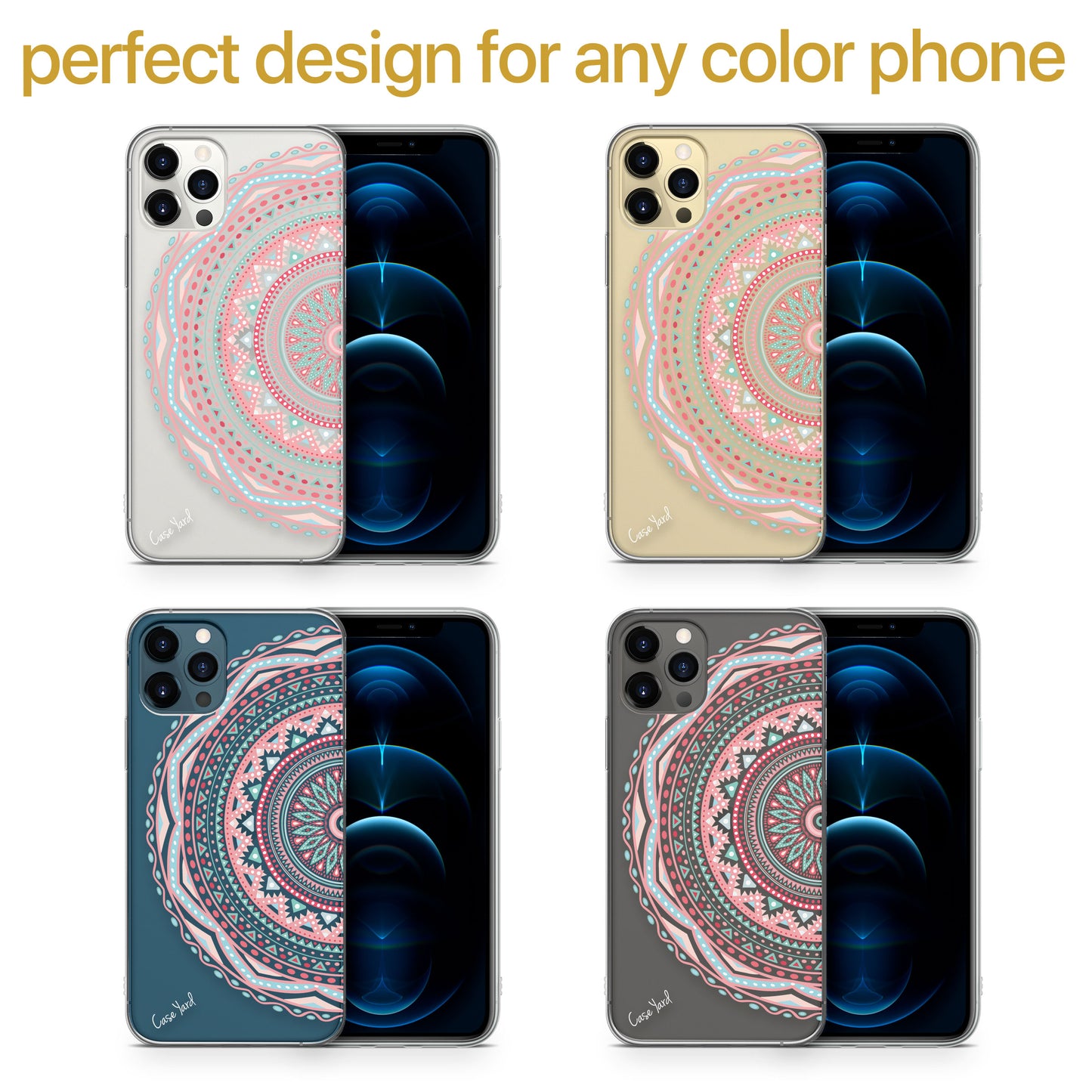 Half Anna Mandala TPU Clear Phone Case for iPhone & Samsung Phones