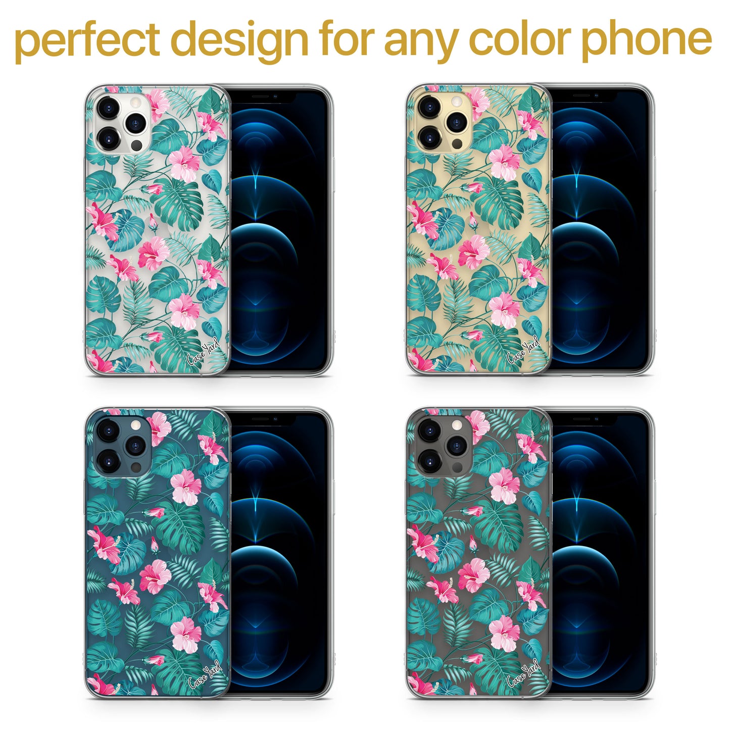 Hibiscus Flowers TPU Clear Phone Case for iPhone & Samsung Phones