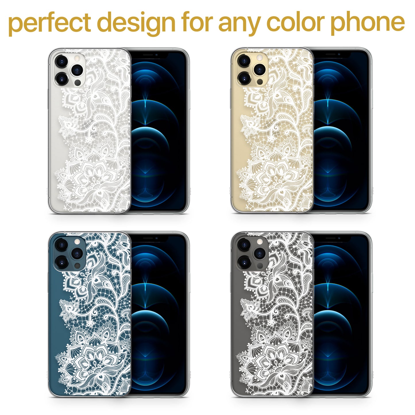 TPU Clear case with (Lace Dolly) Design for iPhone & Samsung Phones