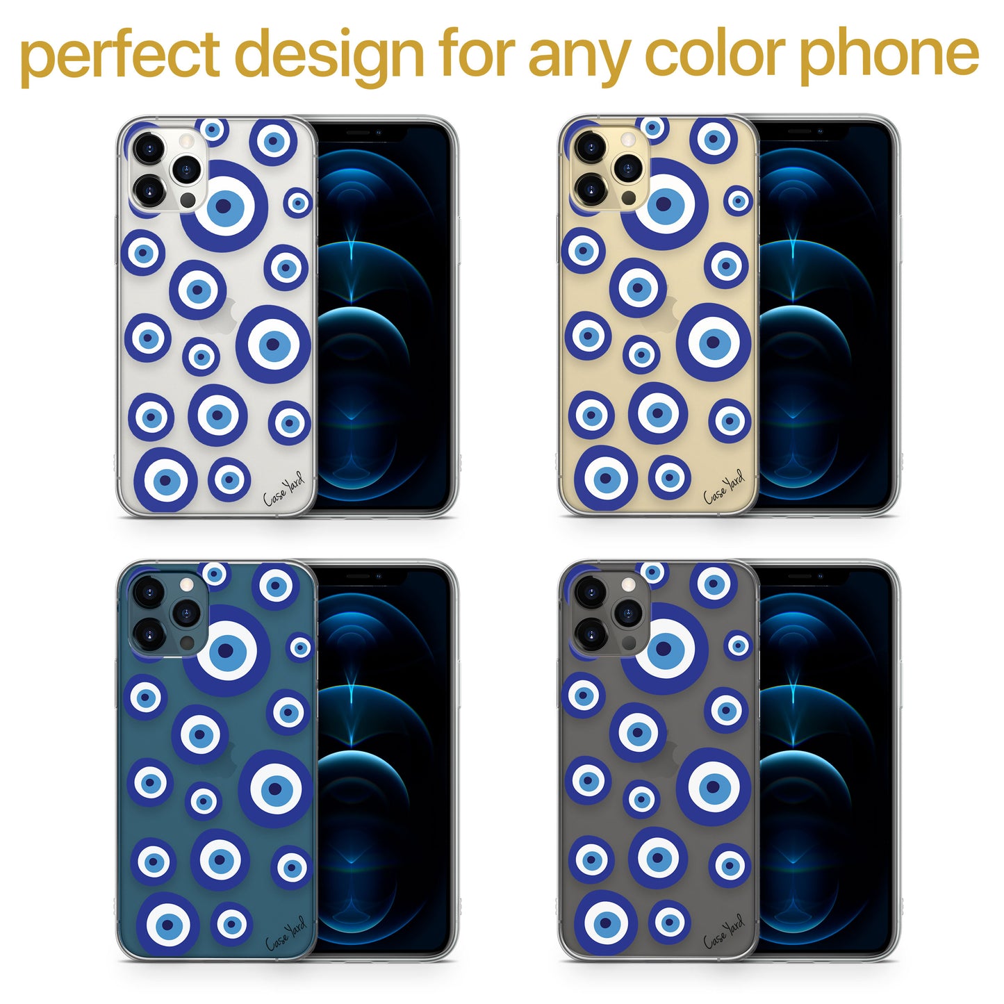 Evil Eye Pattern TPU Clear Phone Case for iPhone & Samsung Phones