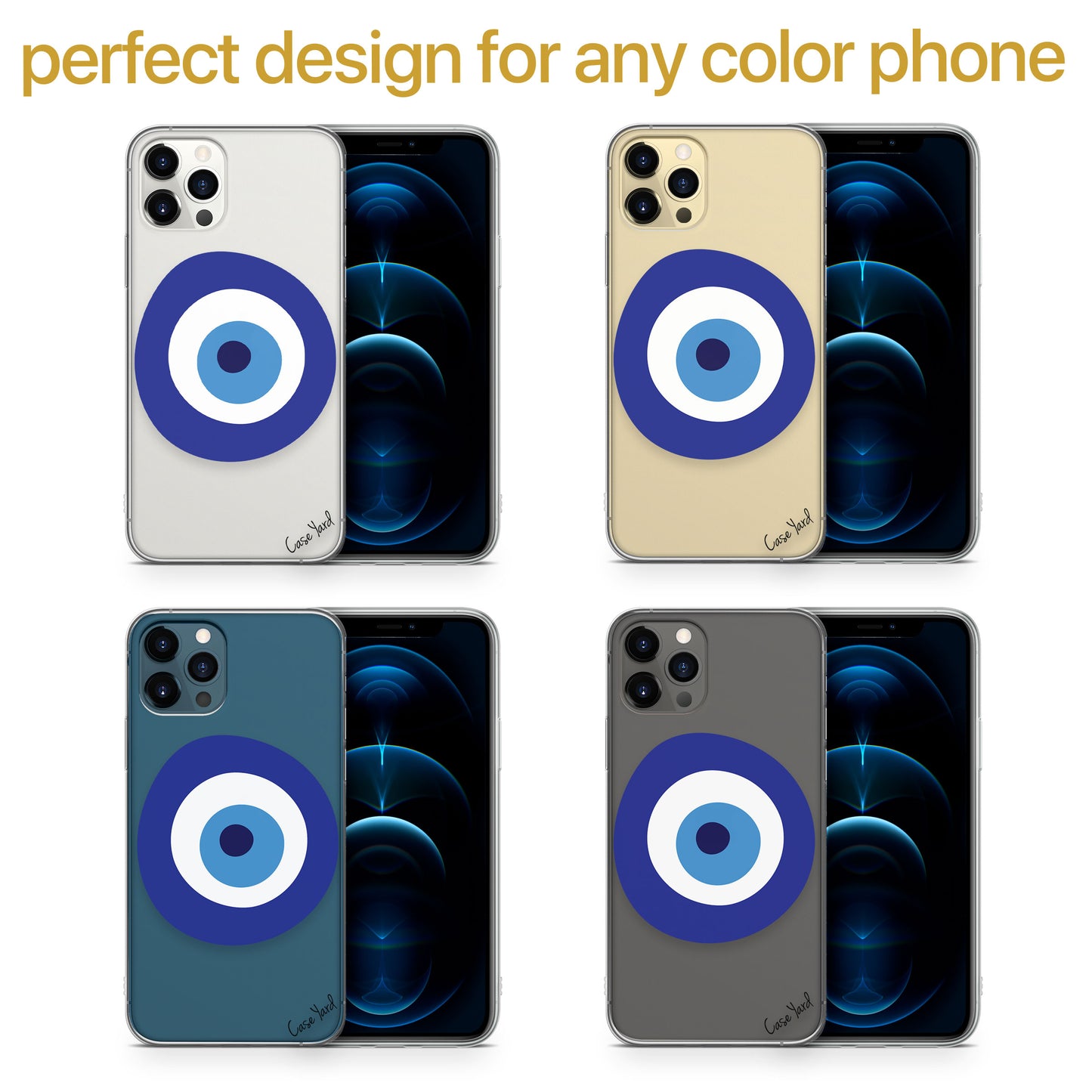 TPU Clear case with (Evil Eye) Design for iPhone & Samsung Phones