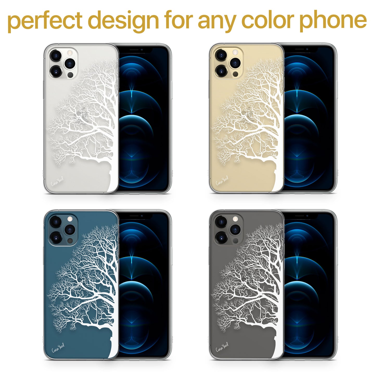 TPU Case Clear case with (Half Tree) Design for iPhone & Samsung Phones