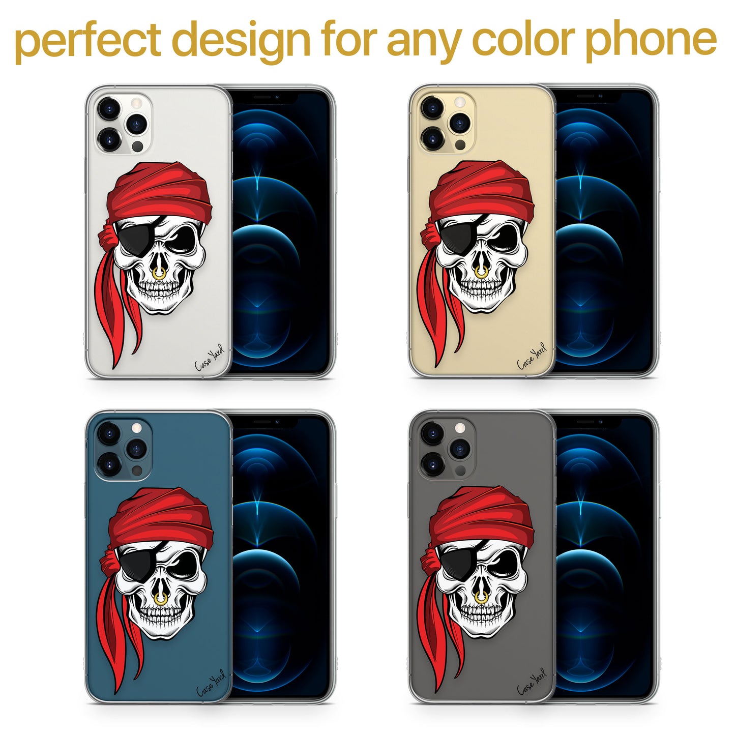 Pirate Skull TPU Clear Phone Case for iPhone & Samsung Phones