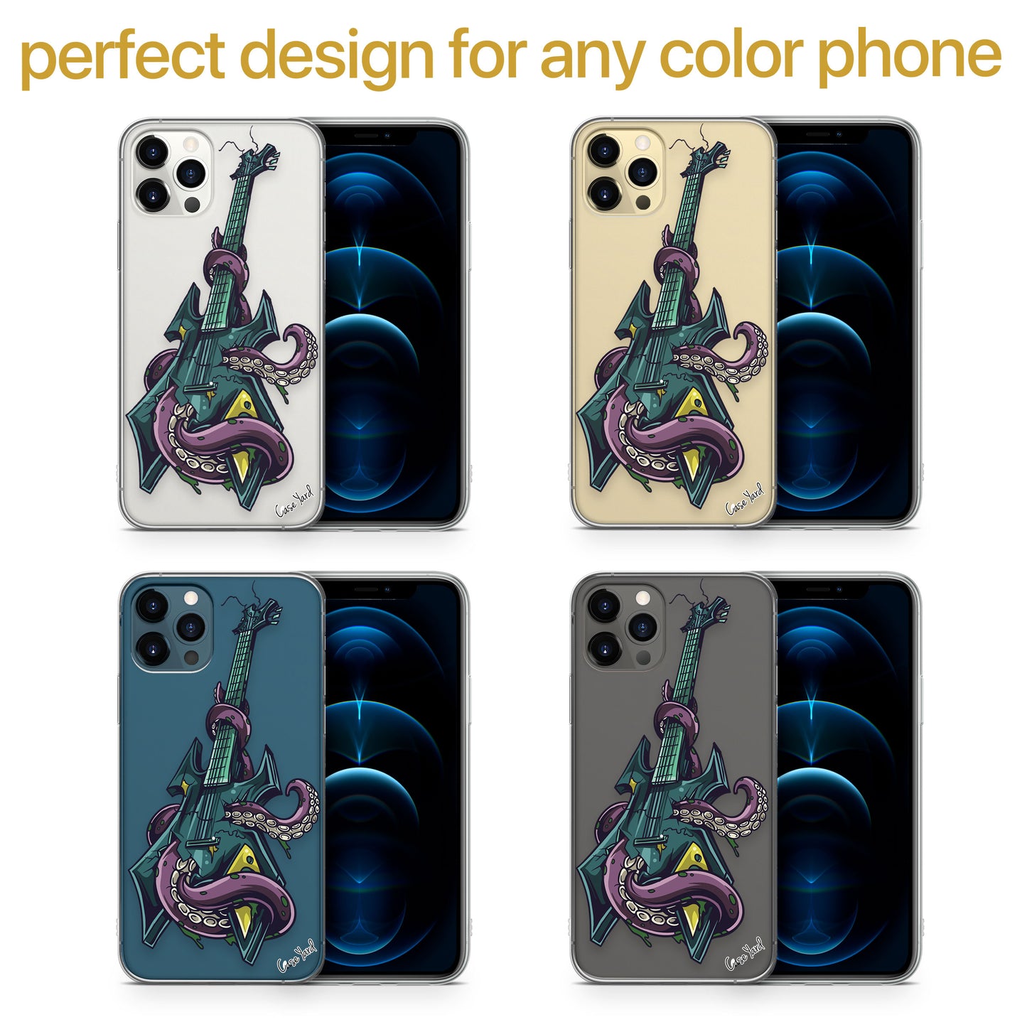 Kraken Guitar TPU Clear Phone Case for iPhone & Samsung Phones