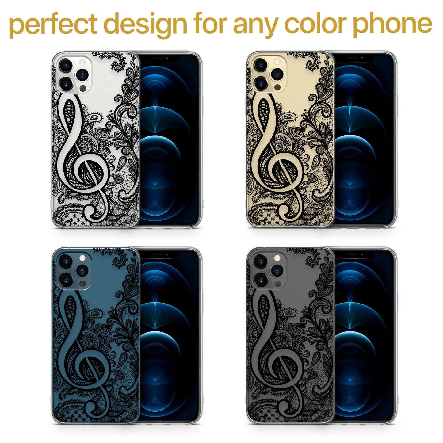 Music Dolly TPU Clear Phone Case for iPhone & Samsung Phones