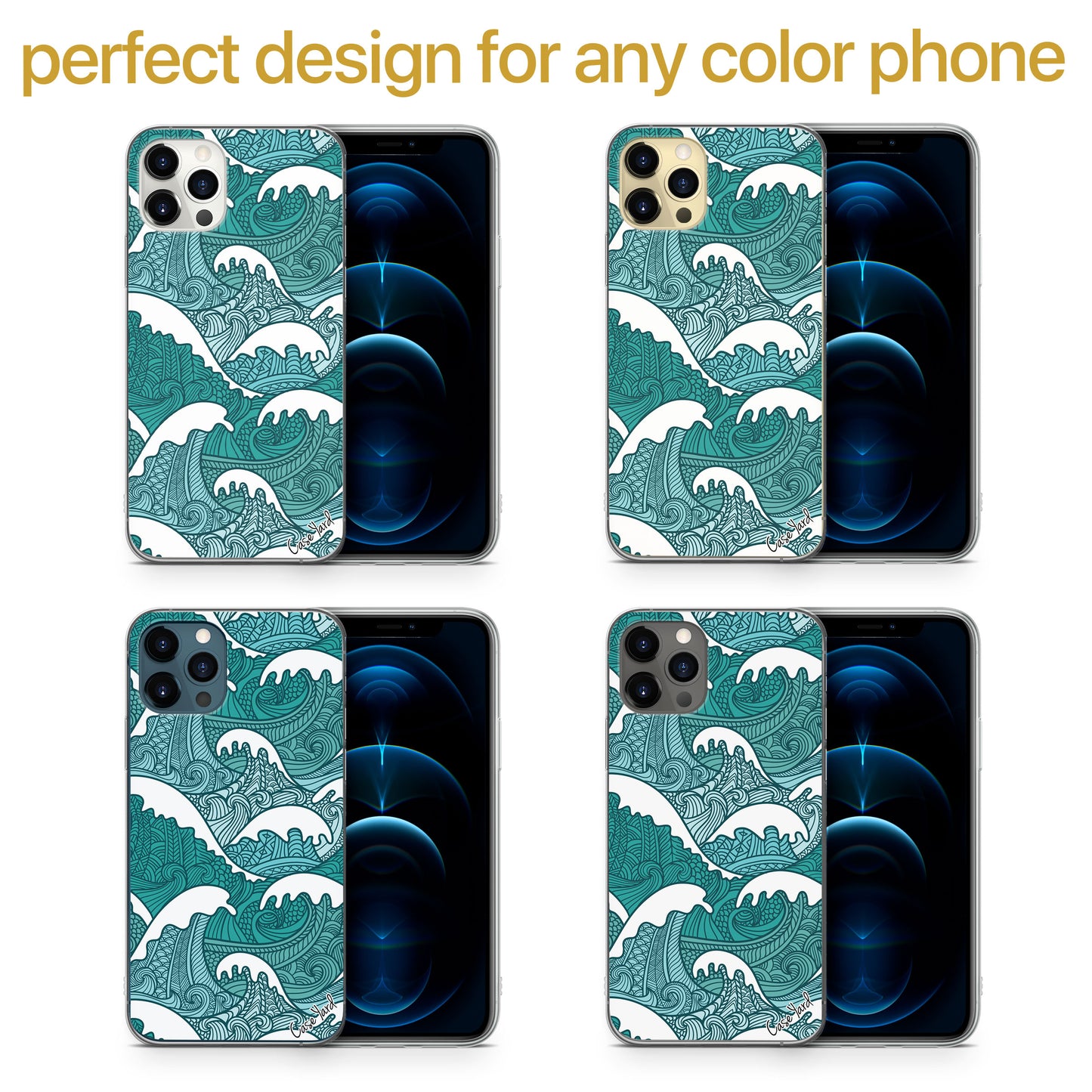 Great Wave Pattern TPU Clear Phone Case for iPhone & Samsung Phones