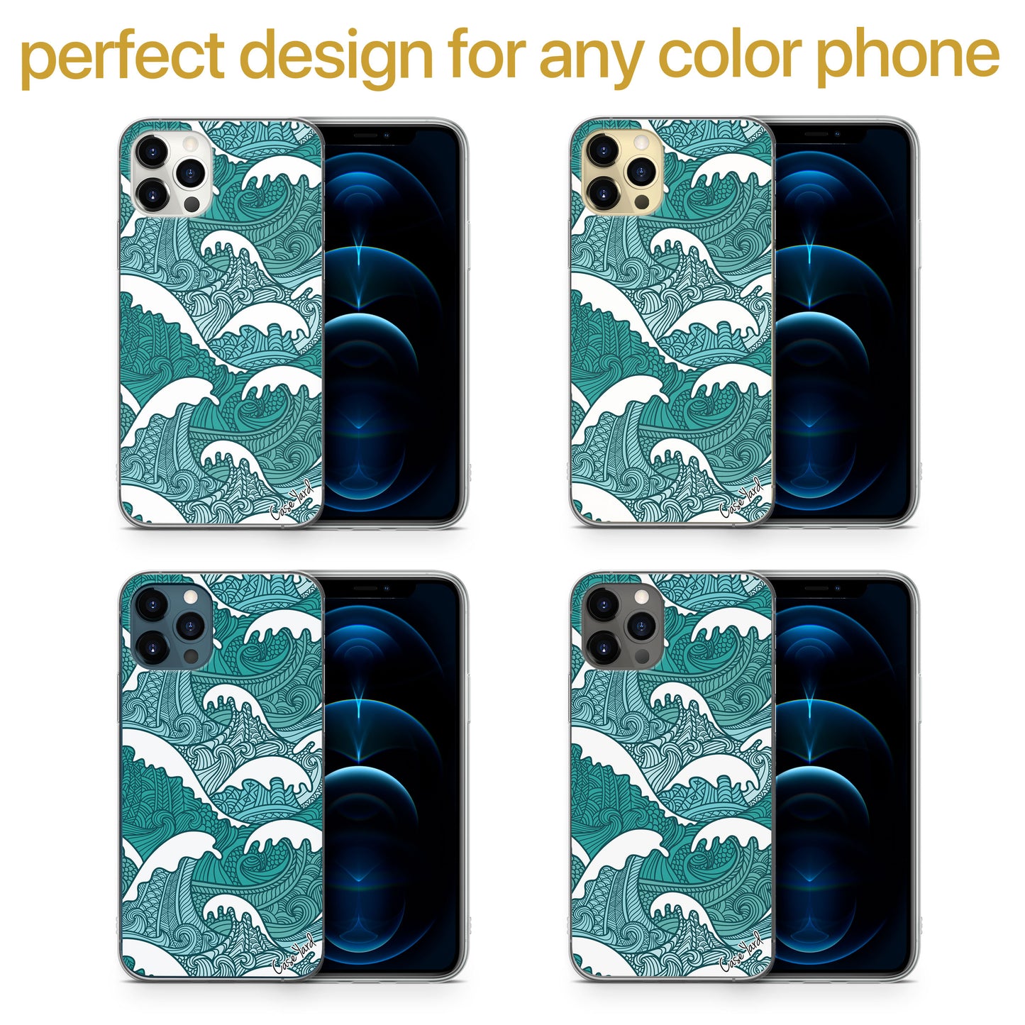 TPU Clear case with (Great Wave Pattern) Design for iPhone & Samsung Phones