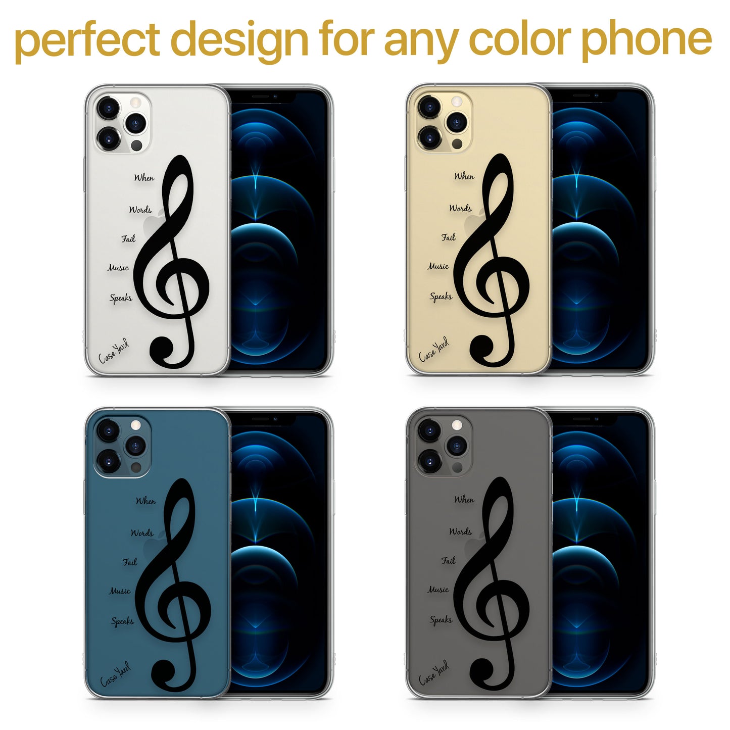 Music 1 TPU Clear Phone Case for iPhone & Samsung Phones