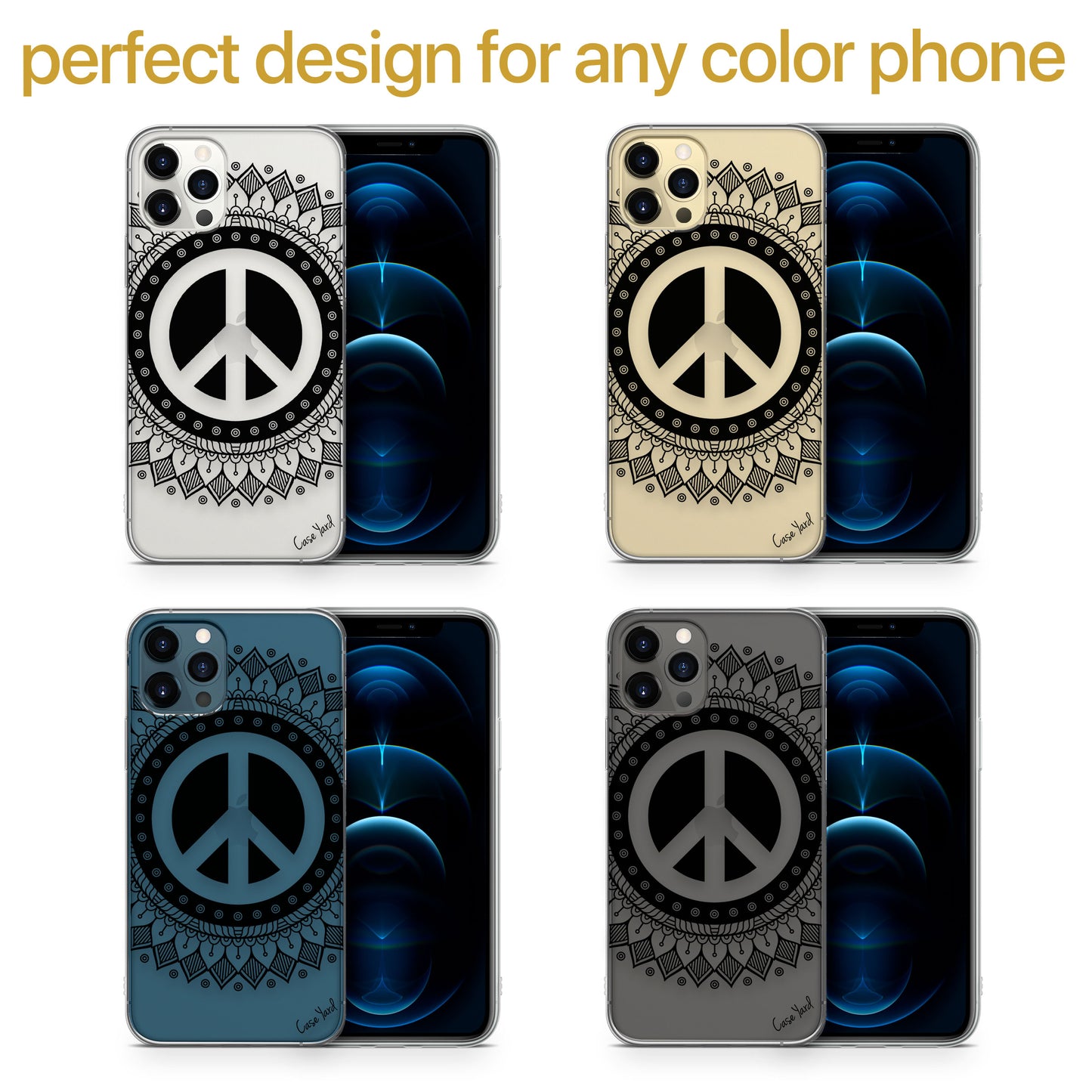 Peace Mandala TPU Clear Phone Case for iPhone & Samsung Phones