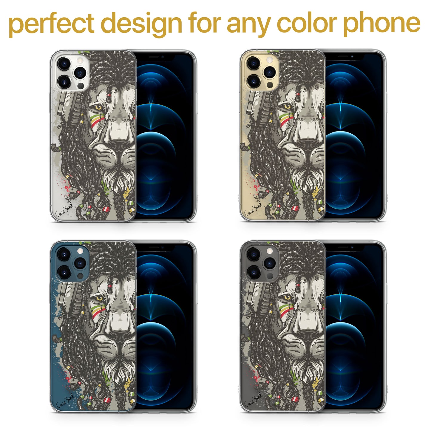 Rasta Lion TPU Clear Phone Case for iPhone & Samsung Phones