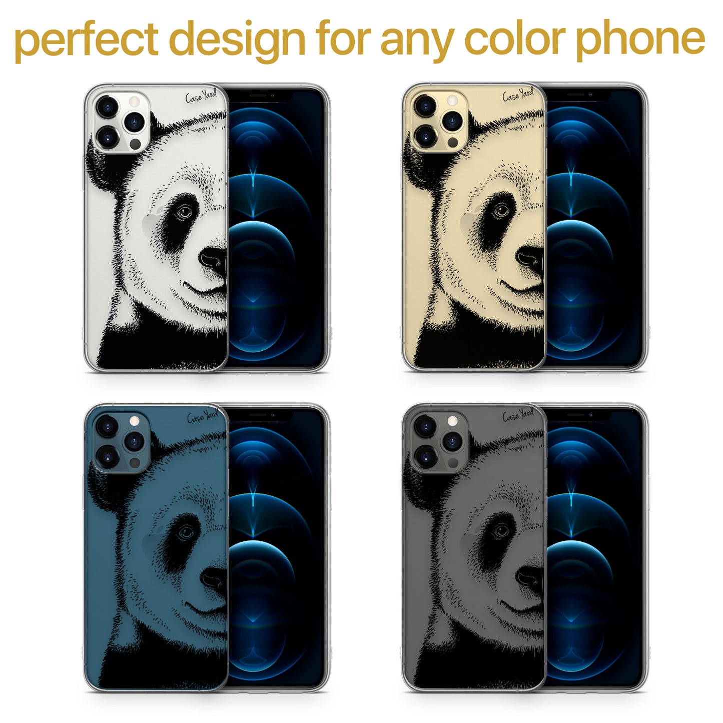 Panda Face TPU Clear Phone Case for iPhone & Samsung Phones
