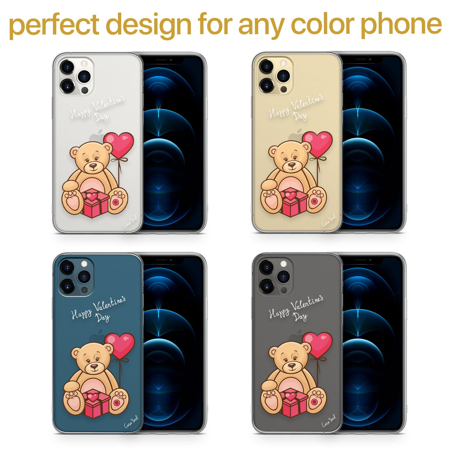 Happy V Day TPU Clear Phone Case for iPhone & Samsung Phones