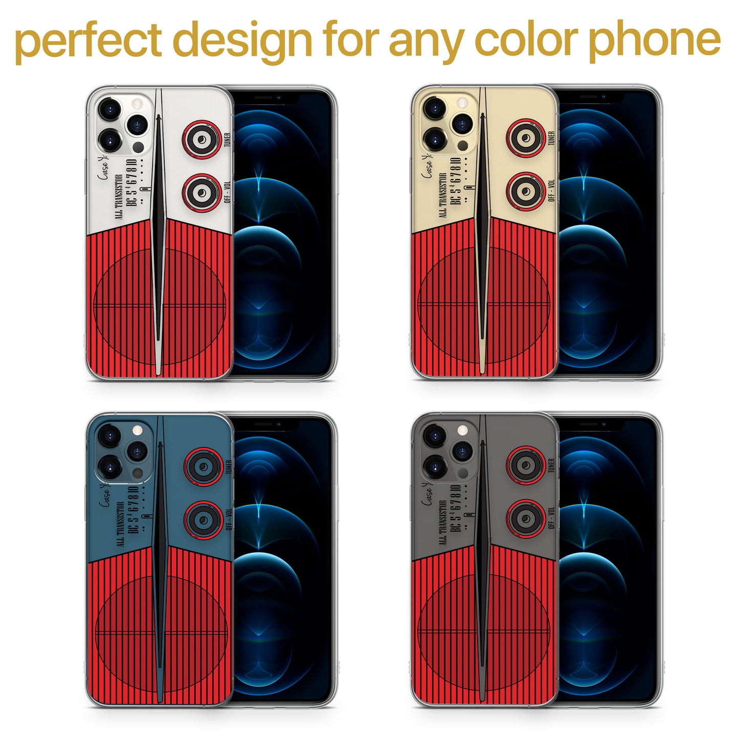 Vintage Radio TPU Clear Phone Case for iPhone & Samsung Phones