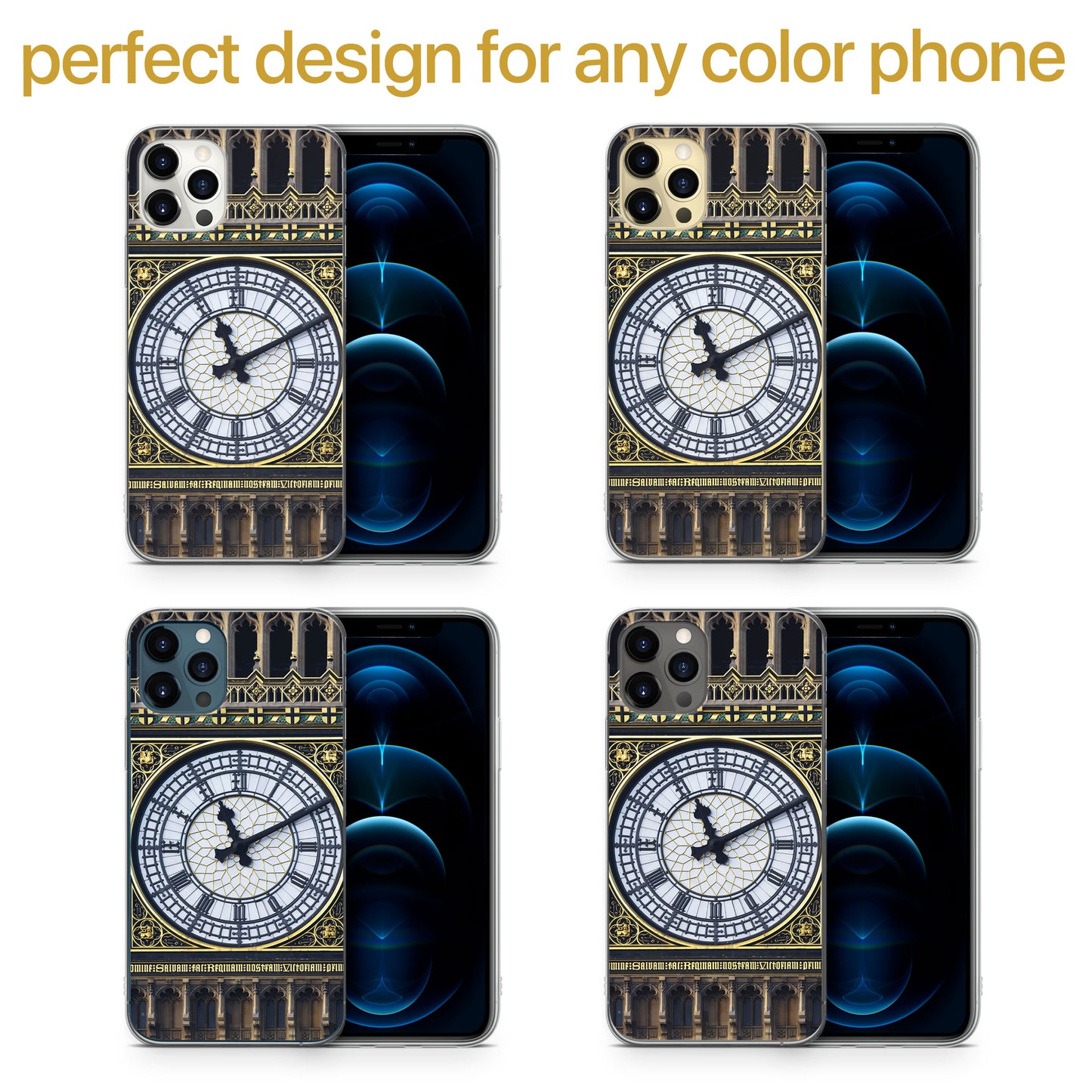 Big Ben Clock TPU Clear Phone Case for iPhone & Samsung Phones
