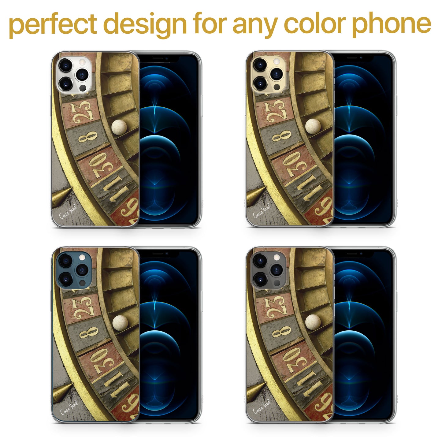 Vintage Roulette TPU Clear Phone Case for iPhone & Samsung Phones