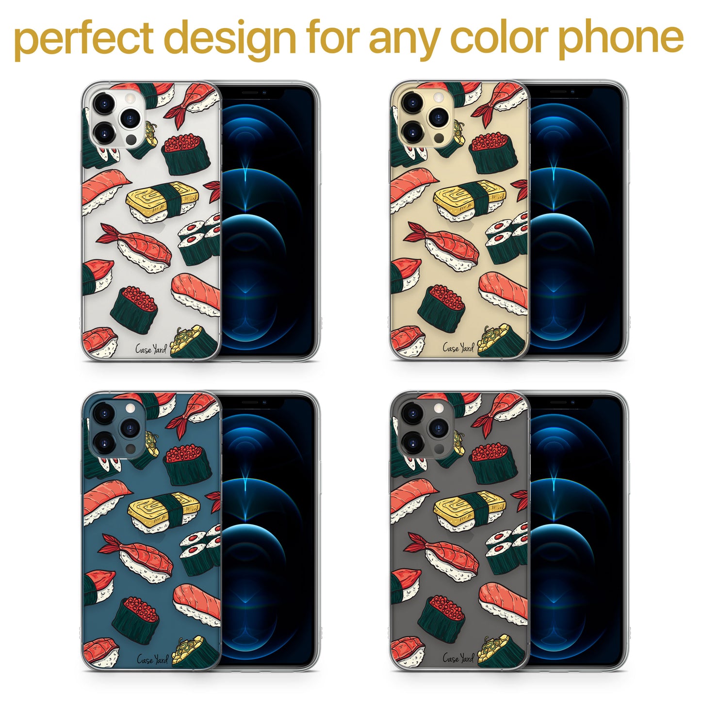 Sushi TPU Clear Phone Case for iPhone & Samsung Phones
