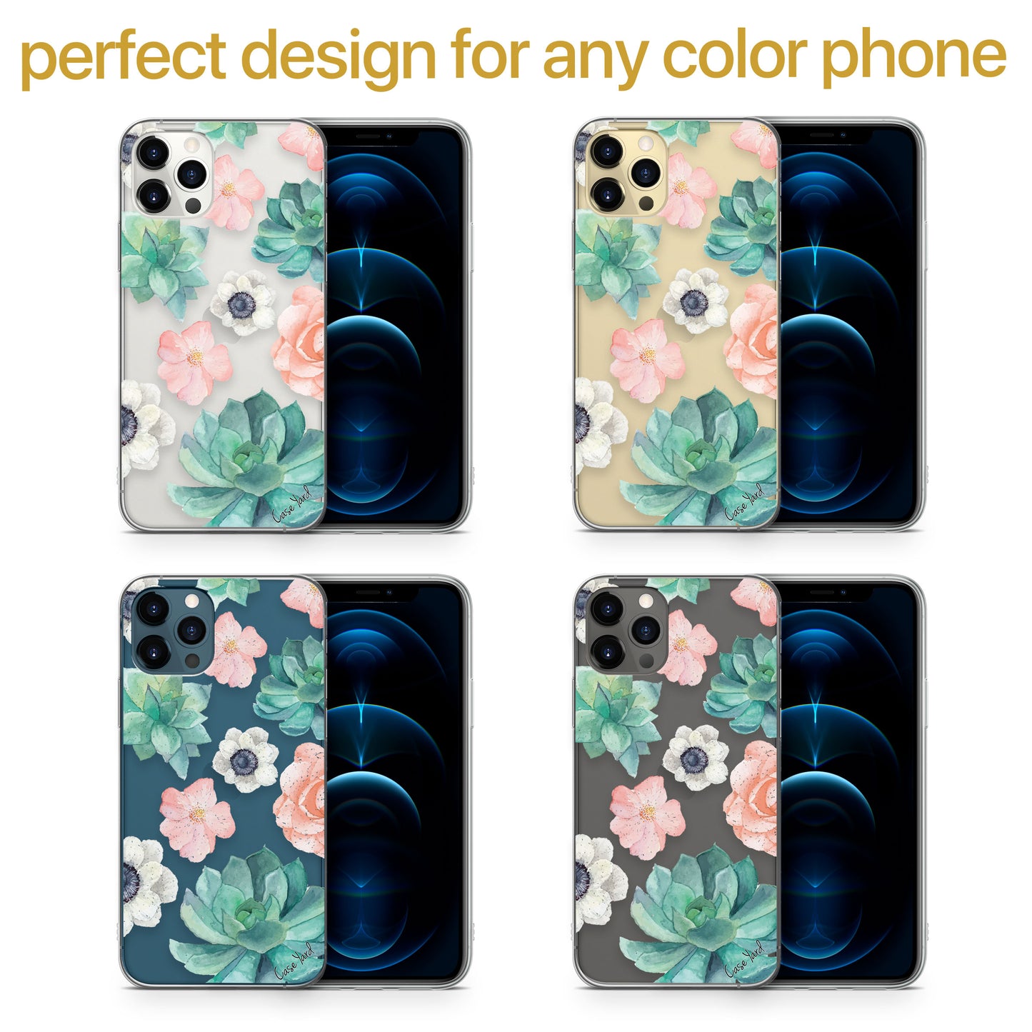 Tropical Flowers TPU Clear Phone Case for iPhone & Samsung Phones