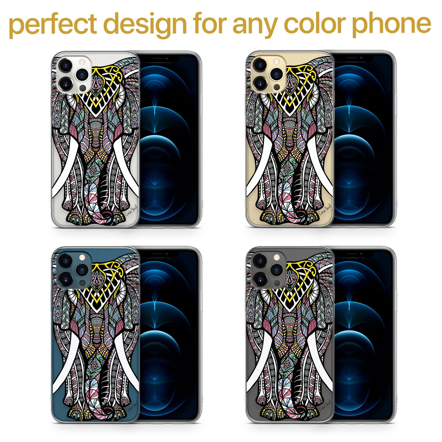 Zen Elephant TPU Clear Phone Case for iPhone & Samsung Phones