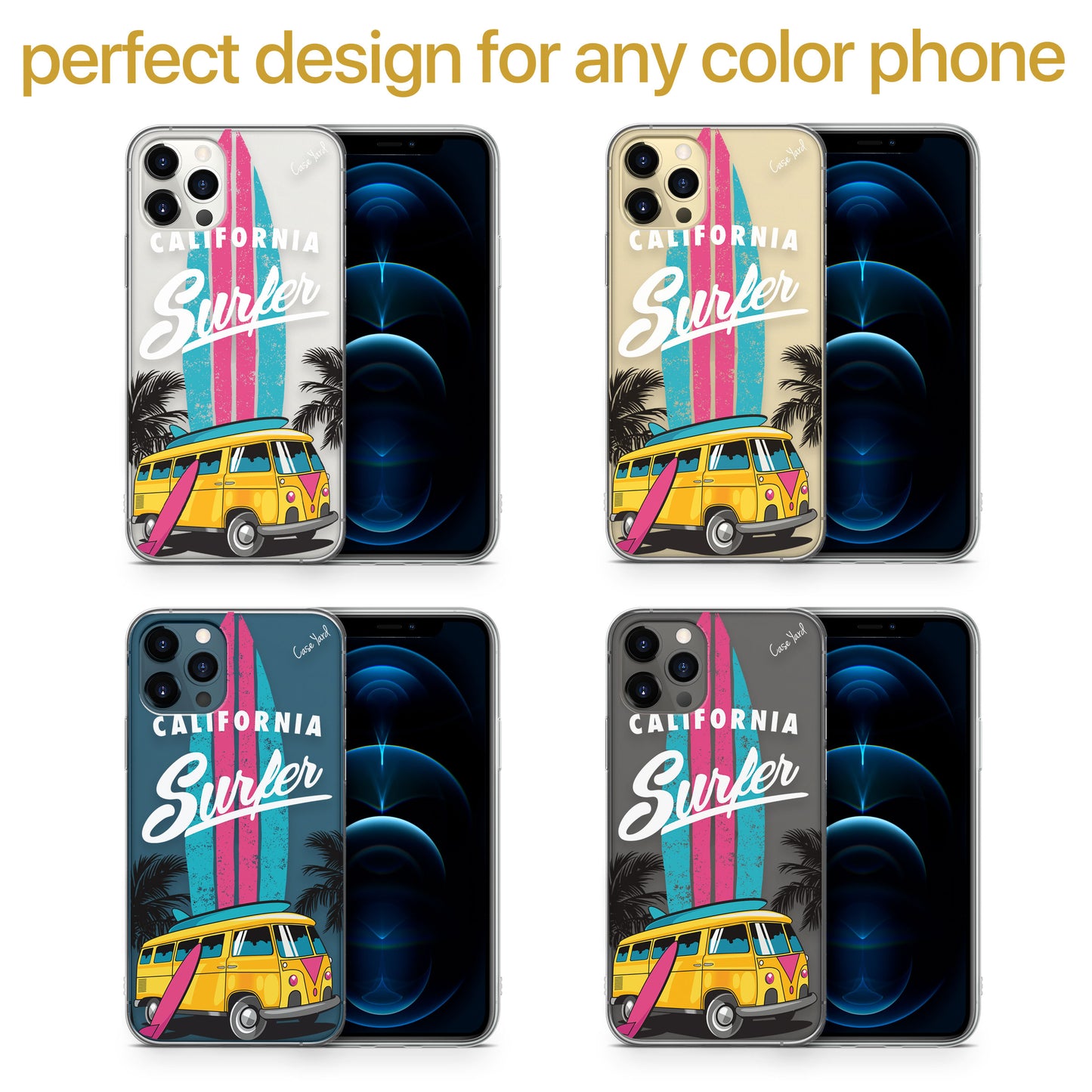 Cali Surfer TPU Clear Phone Case for iPhone & Samsung Phones