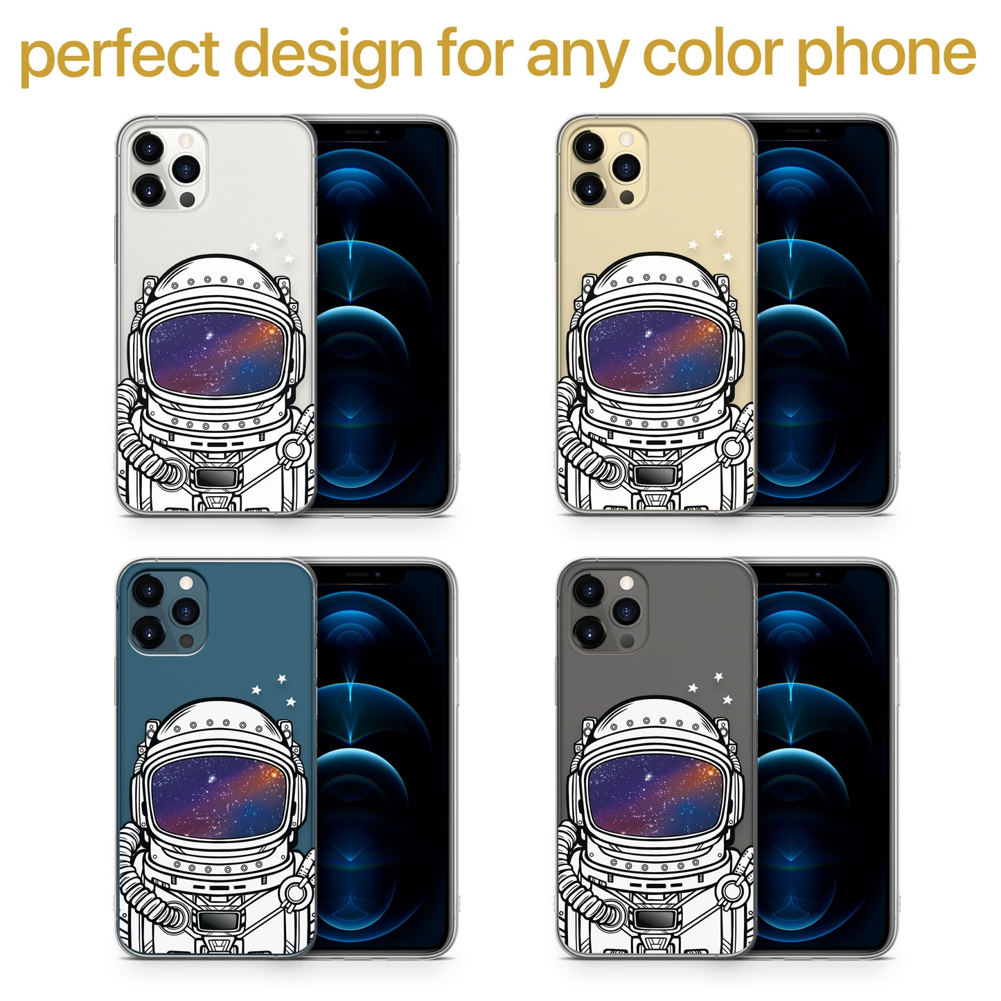 Astronaut Helmet TPU Clear Phone Case for iPhone & Samsung Phones