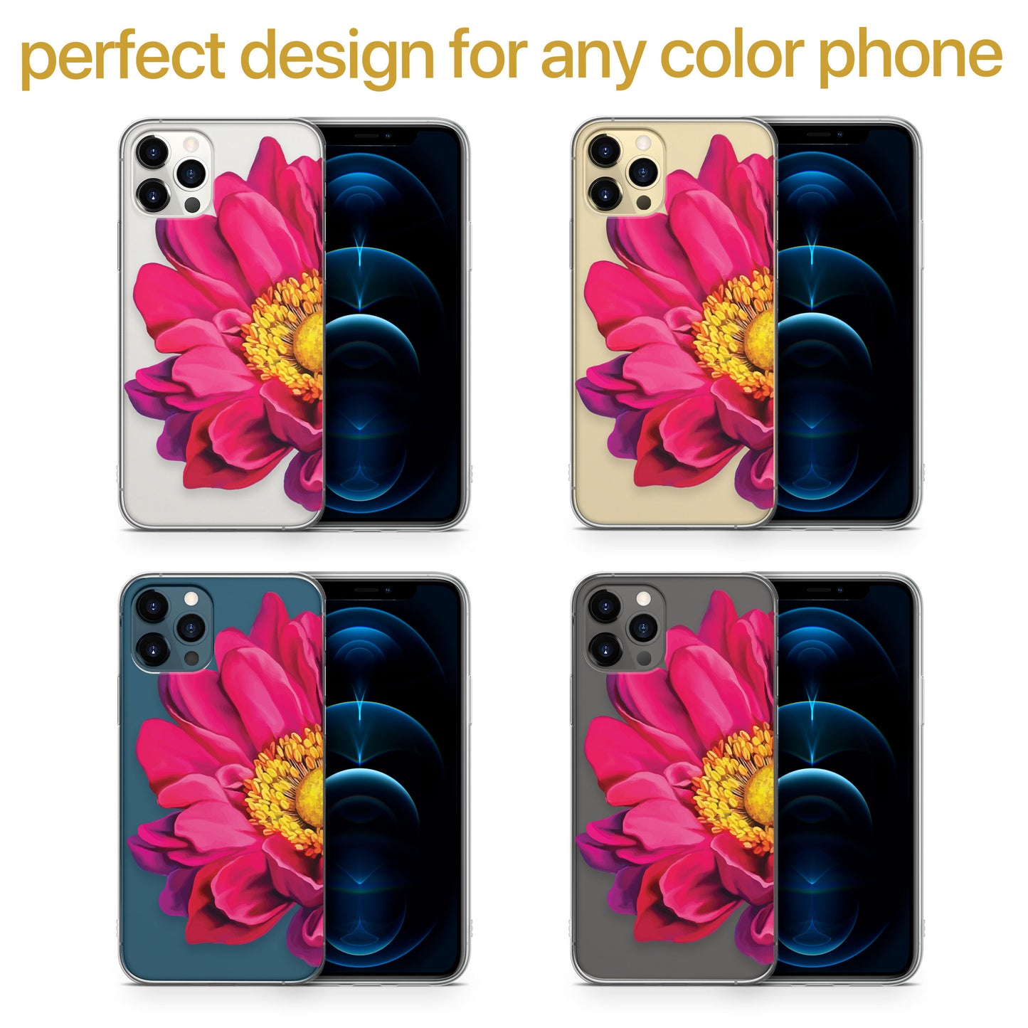 Spring Flower TPU Clear Phone Case for iPhone & Samsung Phones