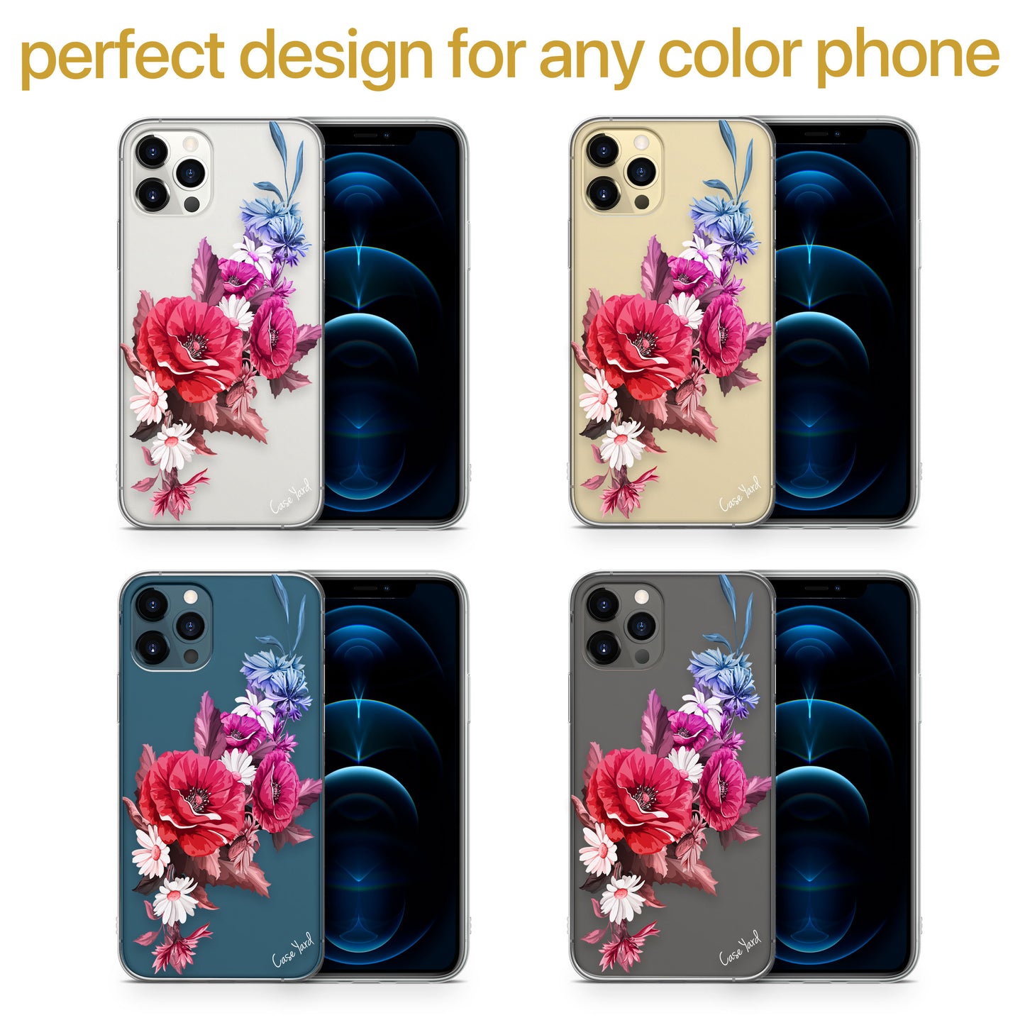 Hawaii Bouquet TPU Clear Phone Case for iPhone & Samsung Phones