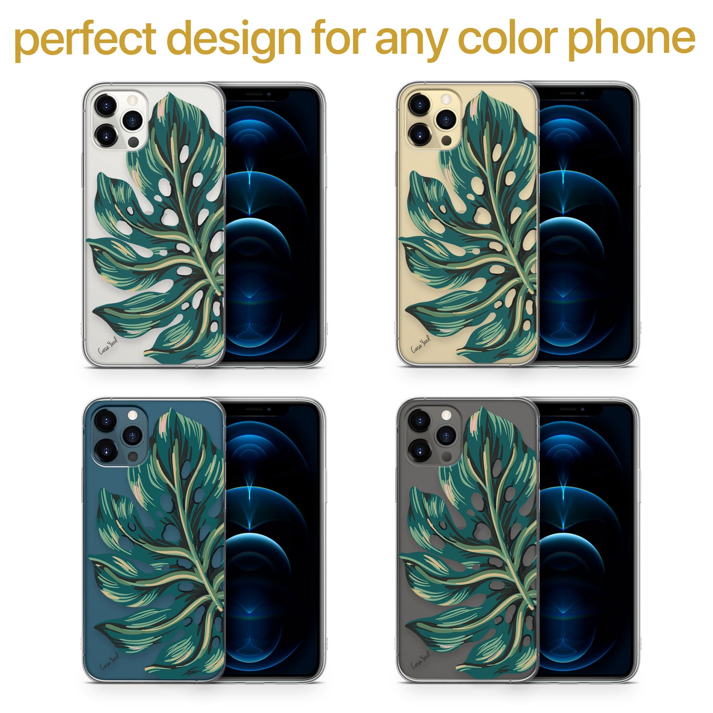 Monstera Leaf TPU Clear Phone Case for iPhone & Samsung Phones