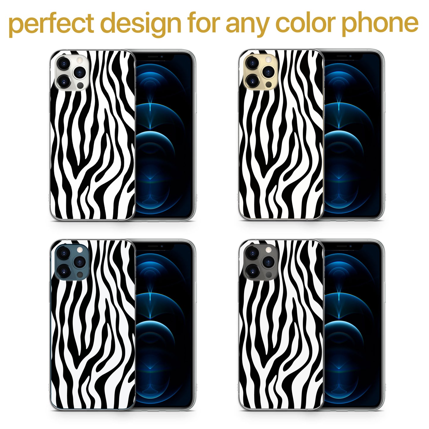 Zebra TPU Clear Phone Case for iPhone & Samsung Phones