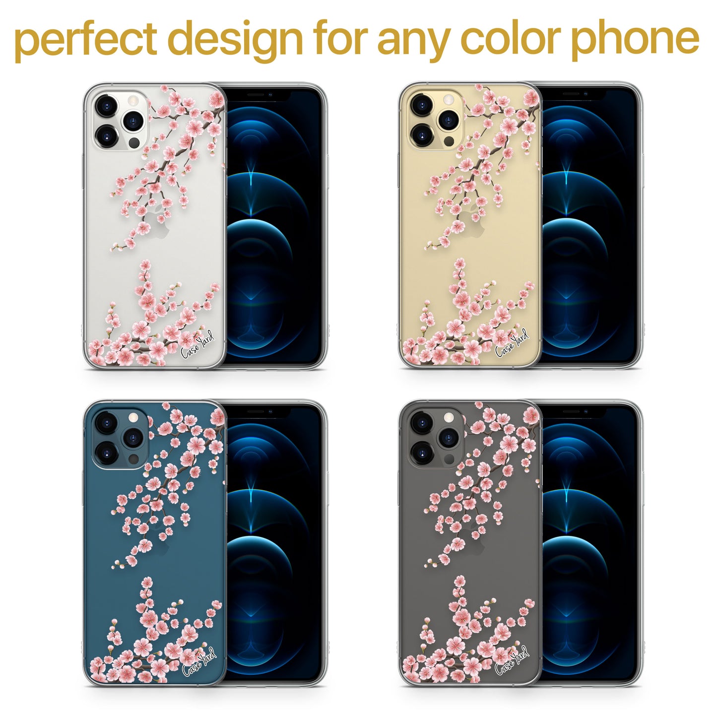 Sakura Floral TPU Clear Phone Case for iPhone & Samsung Phones