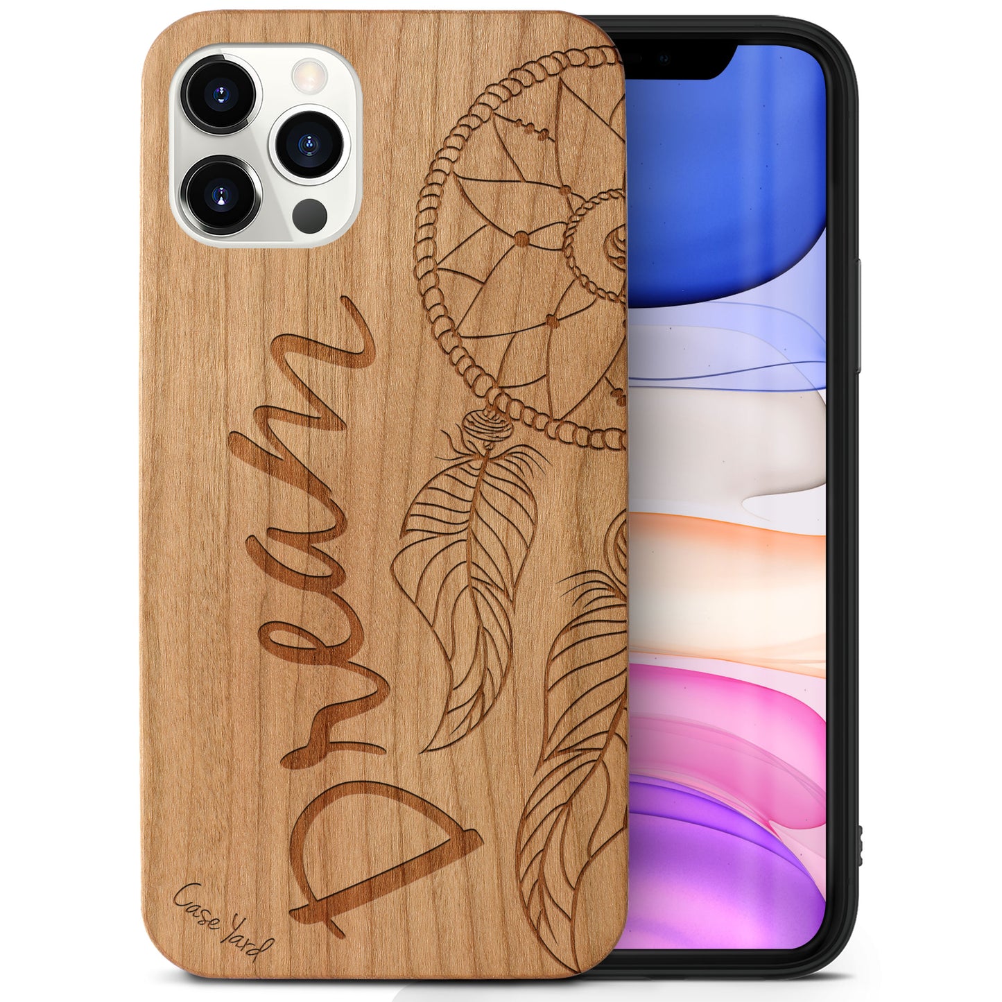 Half Dream DC Wooden Laser Engraved Phone Case for iPhone