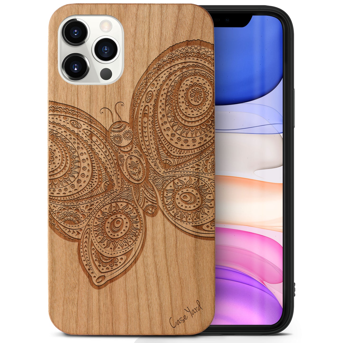 Butterfly Wooden Laser Engraved Phone Case for iPhone & Samsung Phones