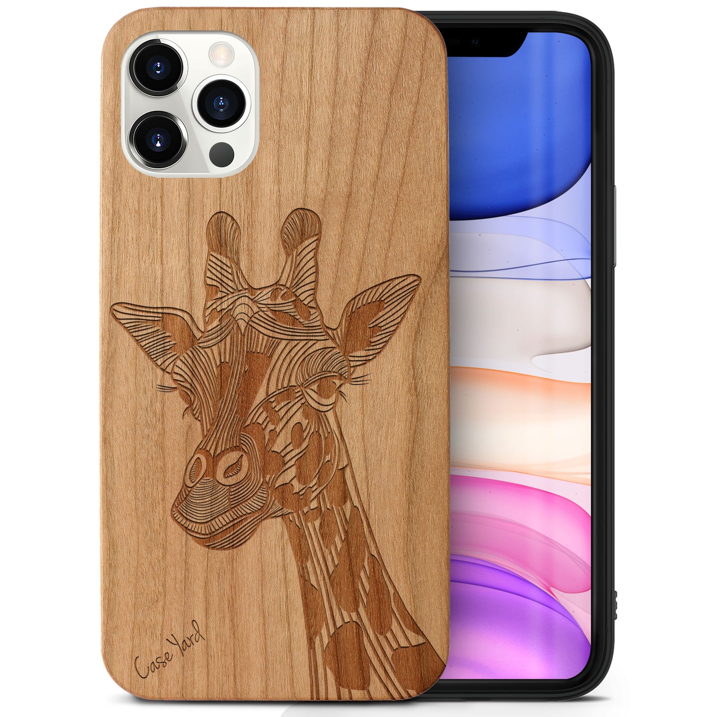 Giraffe Wood Wooden Laser Engraved Phone Case for iPhone