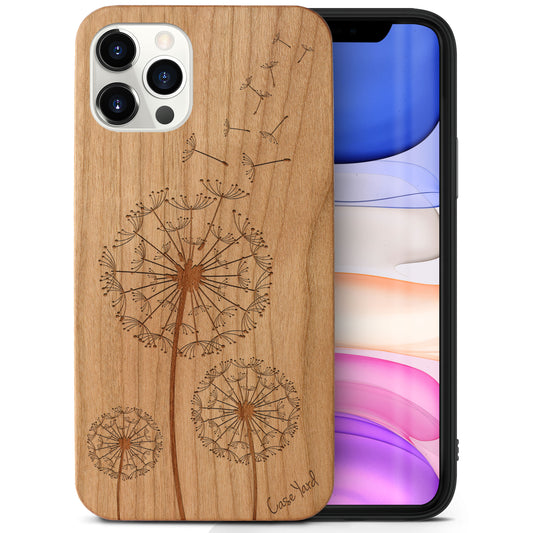 Wooden Cell Phone Case Cover, Laser Engraved case for iPhone & Samsung phone Dandelion Design