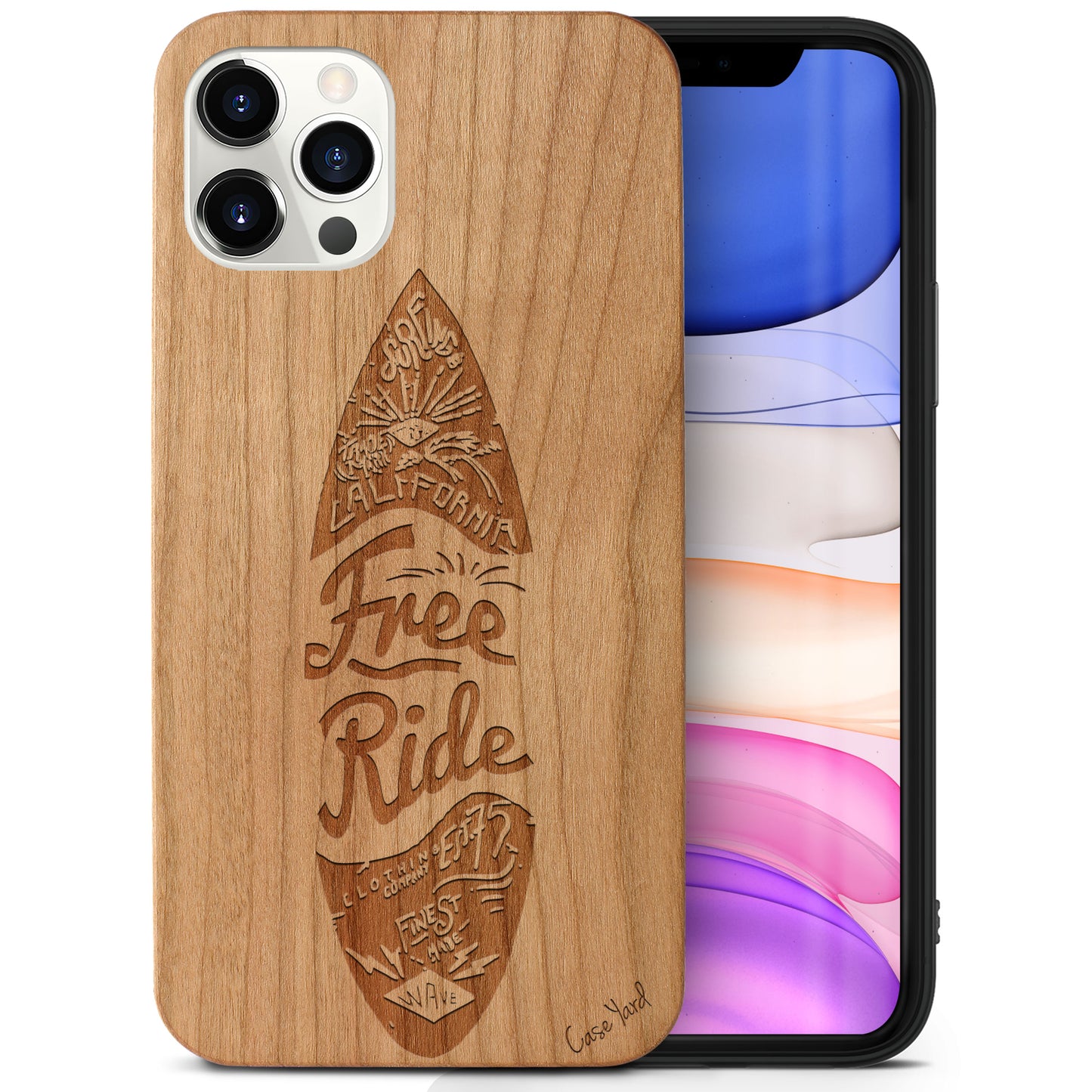 Surf Wooden Laser Engraved Phone Case for iPhone