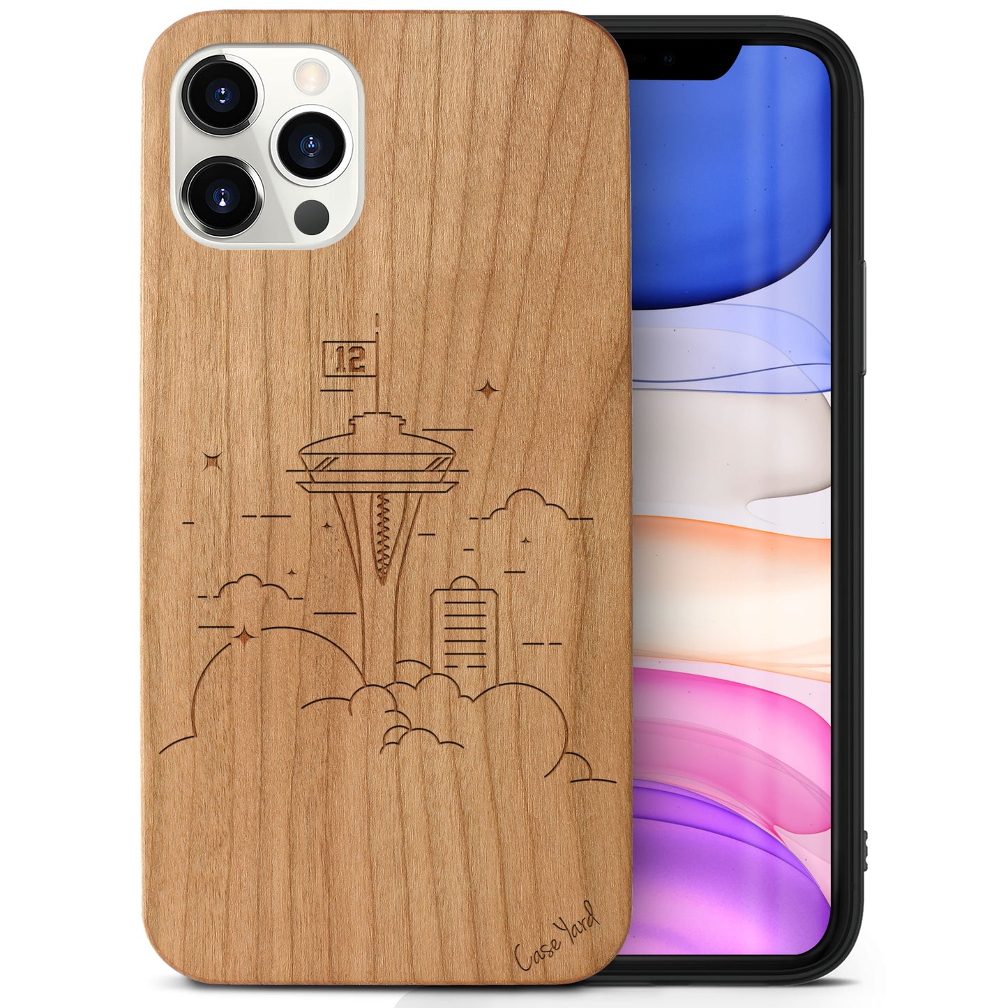 Seattle 12 Wooden Laser Engraved Phone Case for iPhone
