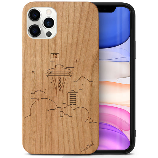 Seattle 12 Wooden Laser Engraved Phone Case for iPhone