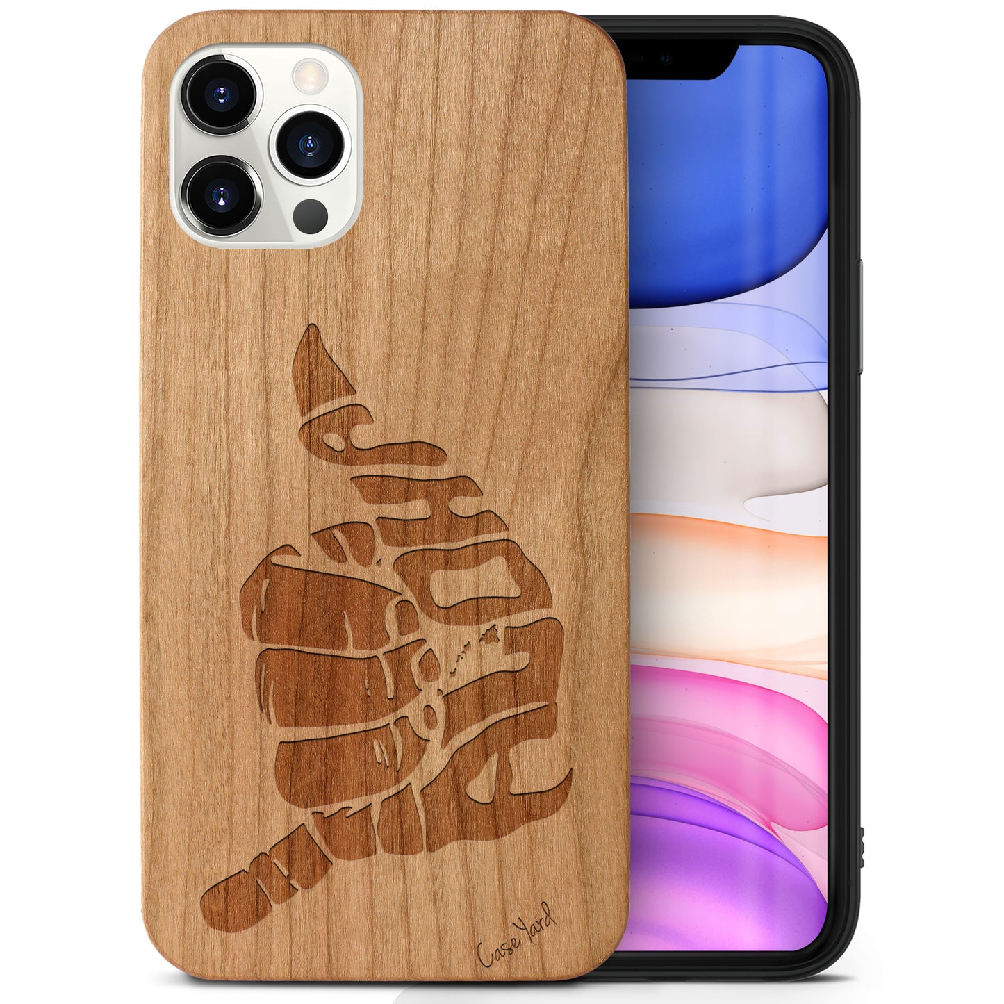 Aloha Hand Sign Wooden Laser Engraved Phone Case for iPhone & Samsung Phones