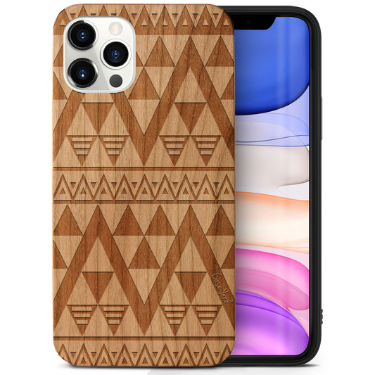 Negative Triangle Pattern Wooden Laser Engraved Phone Case for iPhone