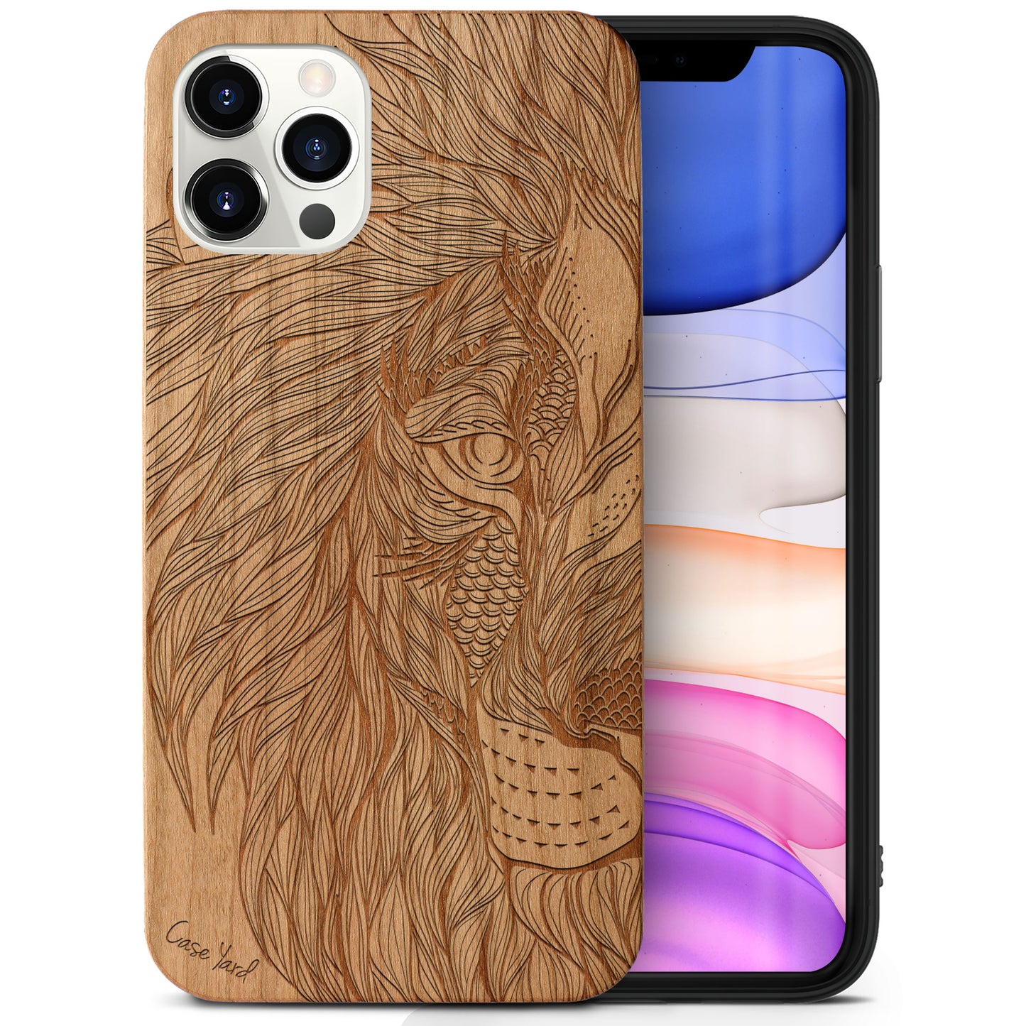 Wooden Cell Phone Case Cover, Laser Engraved case for iPhone & Samsung phone Tribal Lion Design